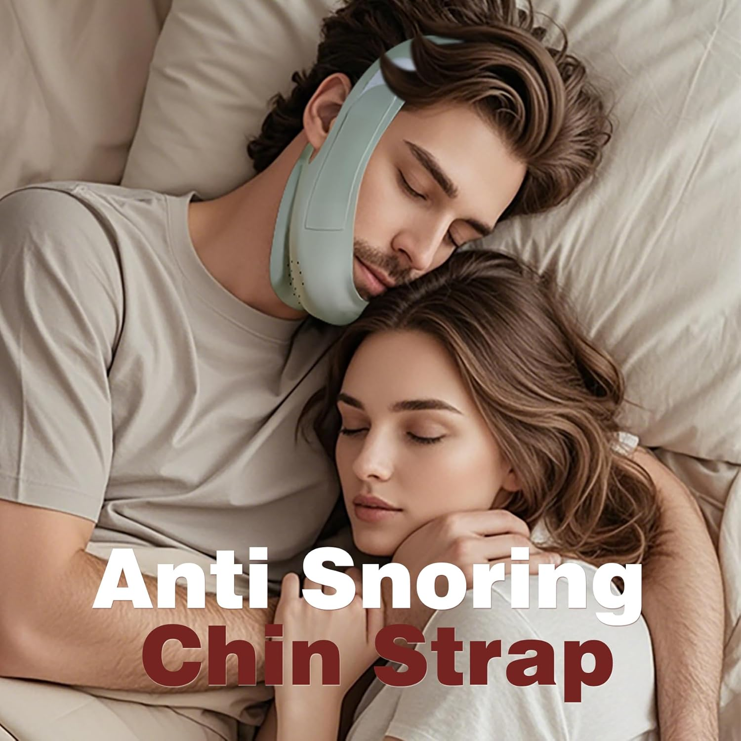 2-Pack Unisex Chin Strap for Snoring | Adjustable, Breathable & Skin-Friendly, Universal Fit Anti-Snore Set for Couples & Sleepers (Gray) image number 2