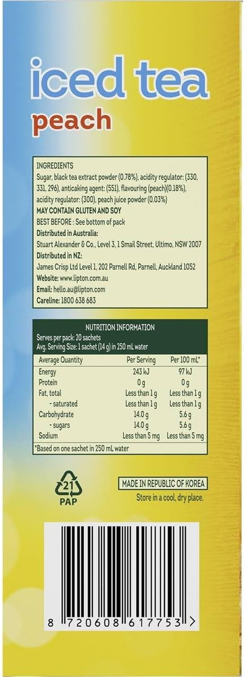 Lipton Iced Tea Peach Sachets, 20 Bags image number 2