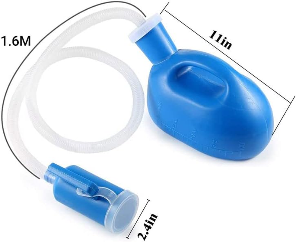 AIMALL 2000Ml Portable Male Urinal with 1.6M Tube, Travel Urine Pee Bottle for Camping, Bedridden Men, Easy-Grip Handle, Leak-Proof, Convenient Urine Storage - White image number 2