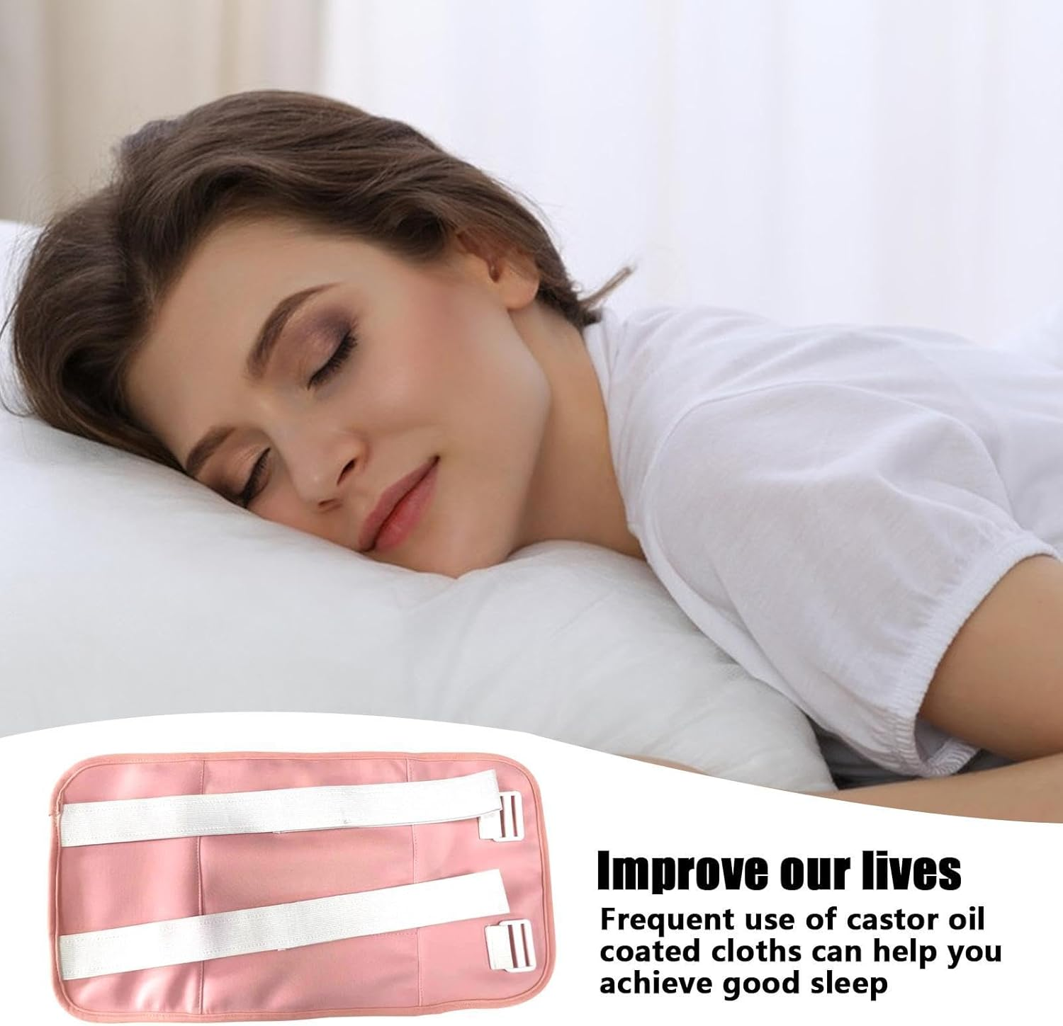 Castor Oil Pack Wrap - Oil Packs, Reusable, Machine Washable Castor Oil Pack, Beneficial for Sleeping Castor Oil Pack Compress with Adjustable Elastic Band for Liver image number 4