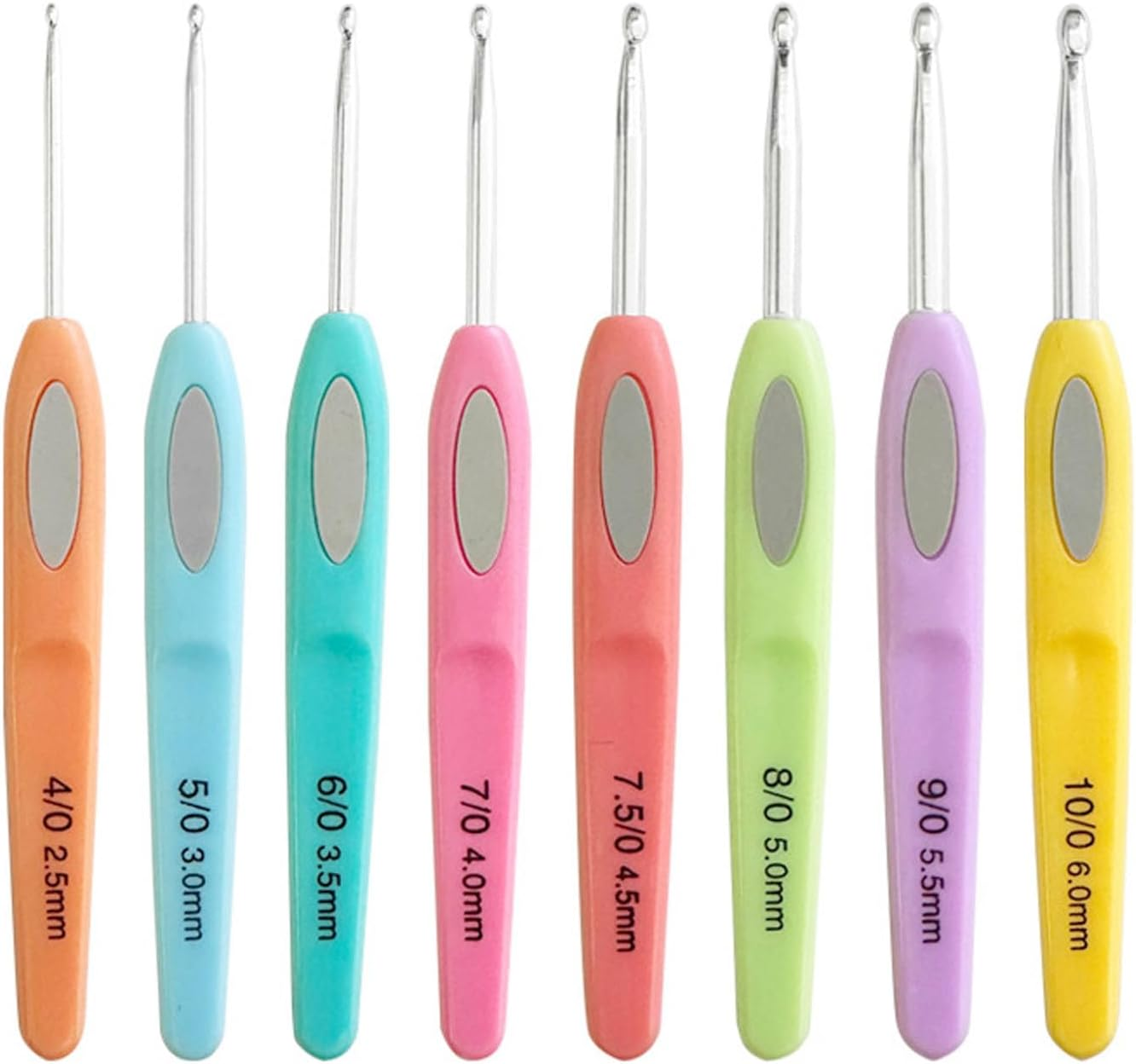 ZXUY Crochet Hooks Ergonomic Soft Touch Handles Aluminum Crochet Hook Set for Crocheting Lace/Doilies/Socks/Shawl/Gloves/Scarf/Sweaters/Bags (Colorful 8Pcs)