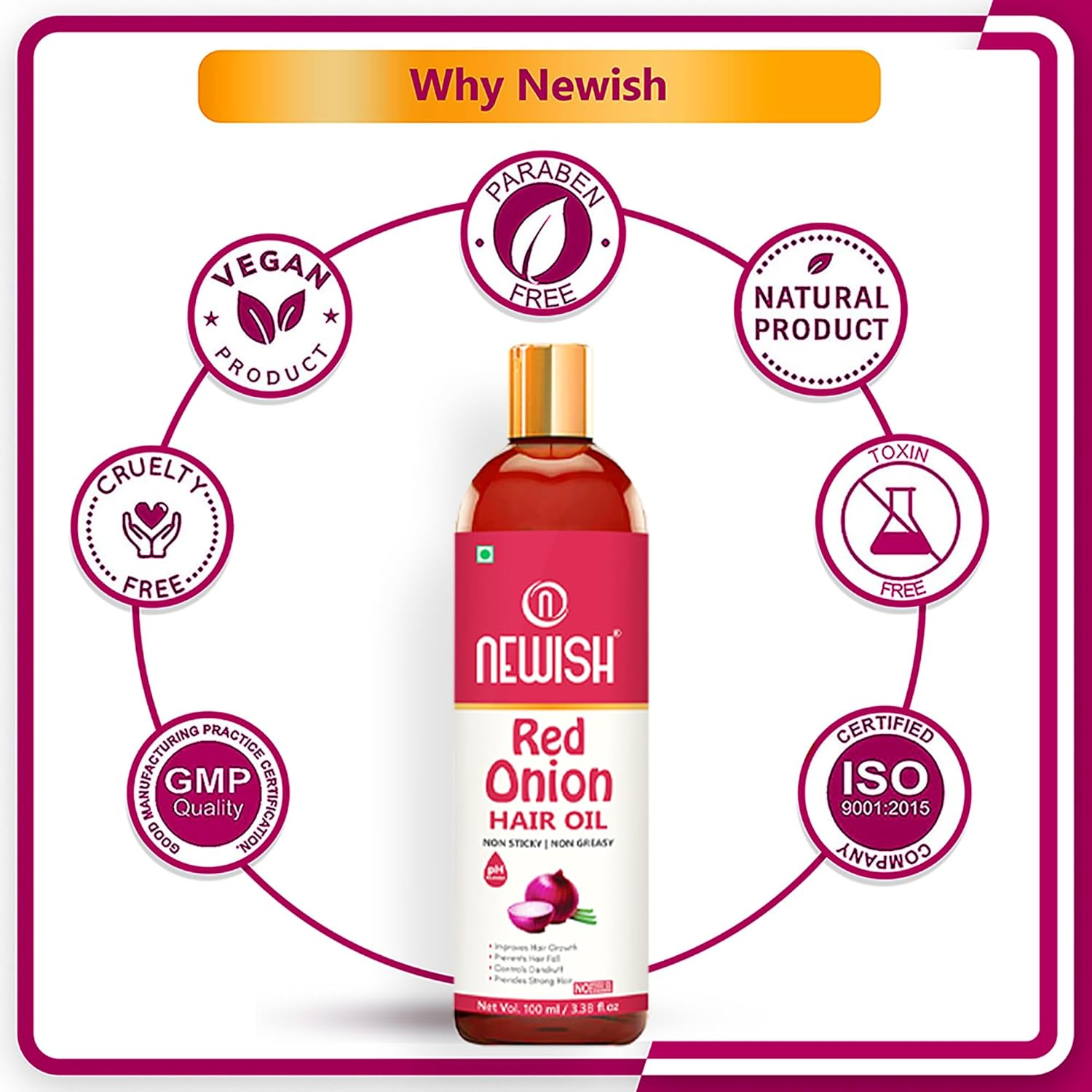 Newish&reg; Onion Hair Oil for Hair Growth & Hair Fall Control (100Ml) image number 1