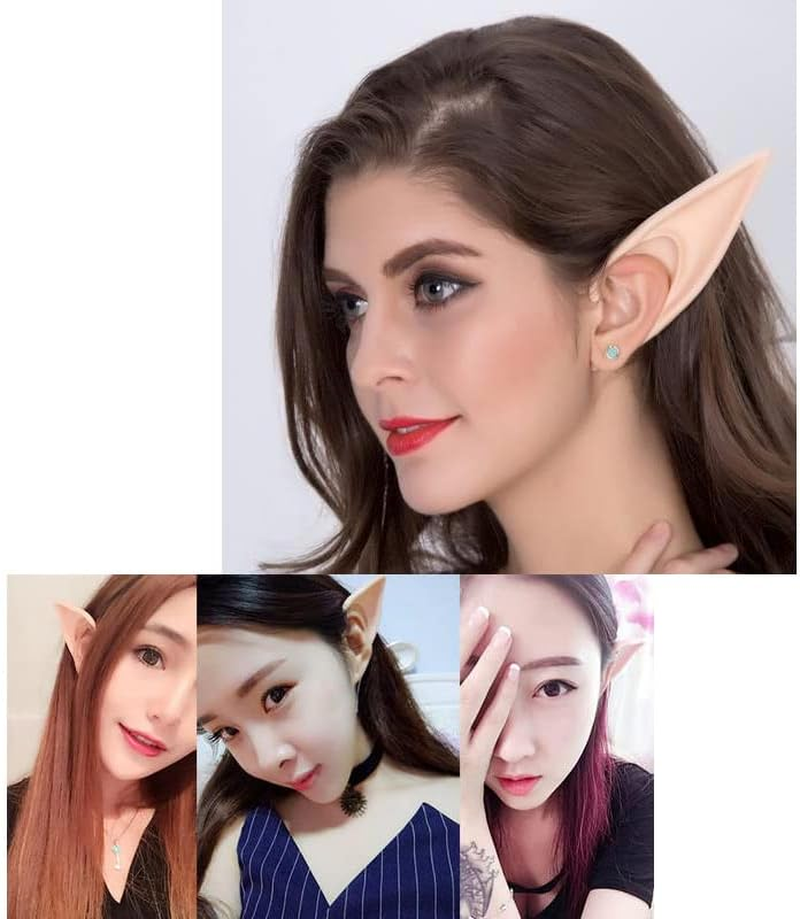 AIMALL Premium Elf Ears Costume Accessory - Authentic Rubber Elven Pixie Ears for Halloween, Cosplay, and Themed Parties - Fairy, Hobbit, and Demon Styles image number 1