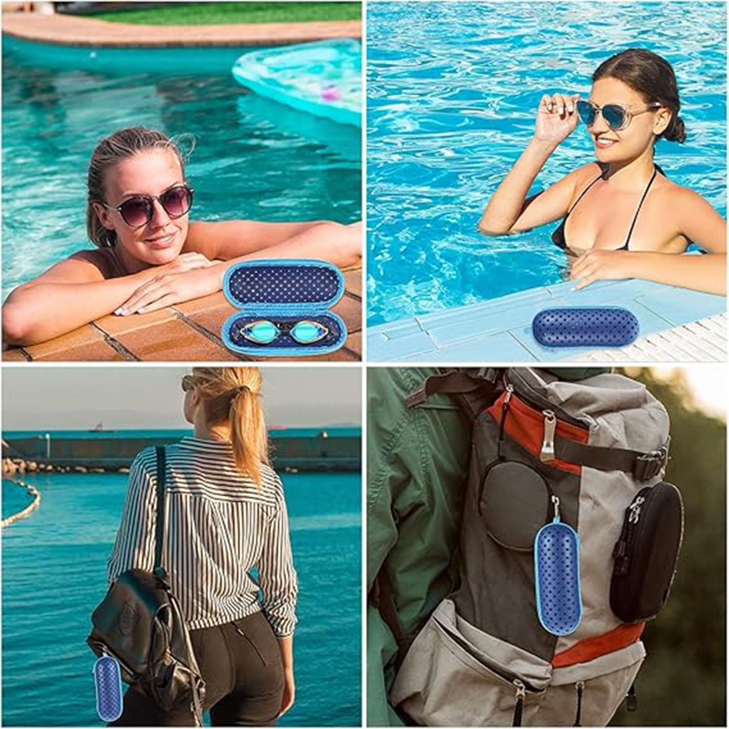 Songholee Swim Goggle Case, Goggle Case with Drain Hole for Swimming Goggles Sunglasses Zipper Eyeglasses Case Protective Cases for Goggles Men Women Swimming Accessories - Rose Red image number 7