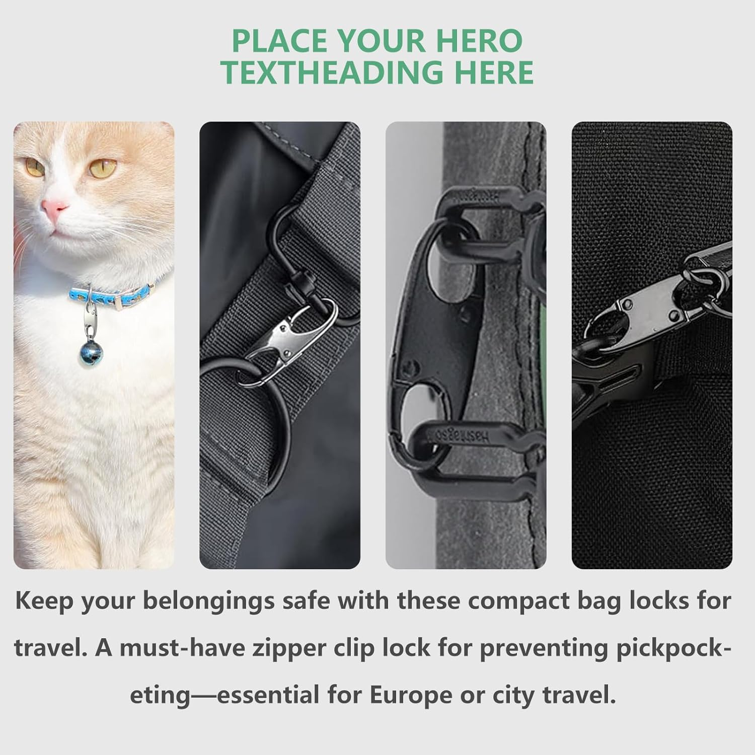 Suytvenxau 12 PCS Zipper Clip Theft Deterrent - Backpack Zipper Lock, Bag Locks for Travel, Quick Release anti Theft Clips & Key Holder, Bag Security Clips in 2 Sizes (Black, Silver, Gunmetal) image number 6