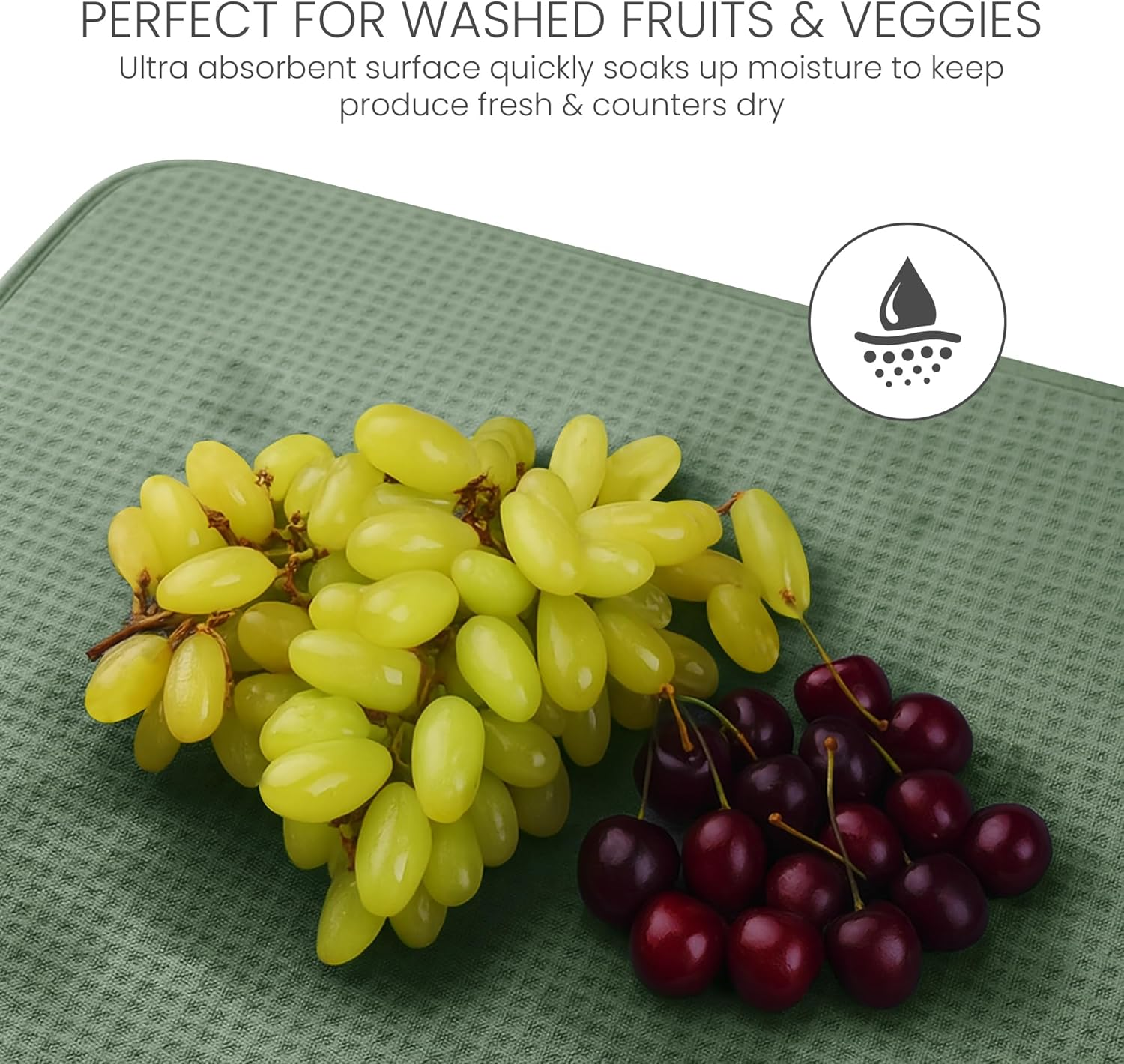 Bellemain XXL Dish Mat 24" X 17" ( LARGEST MAT ) Microfiber Dish Drying Mat , Super Absorbent ( Green ) image number 5