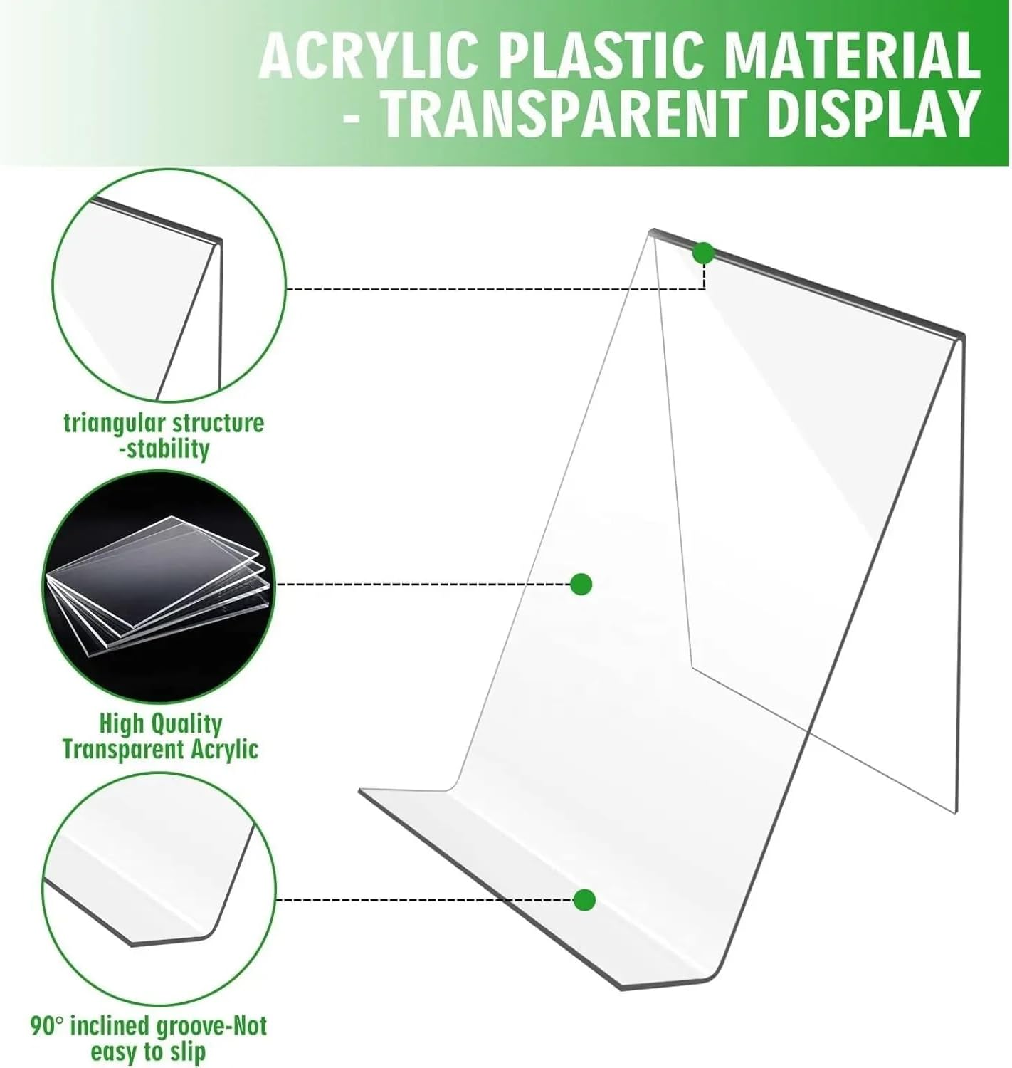 6 Pack Acrylic Book Stand, Clear Display Holder, Cookbook Stand for Display and Reading Cookbooks,Books, Notebooks, Plate, Artworks- Home and Office image number 4