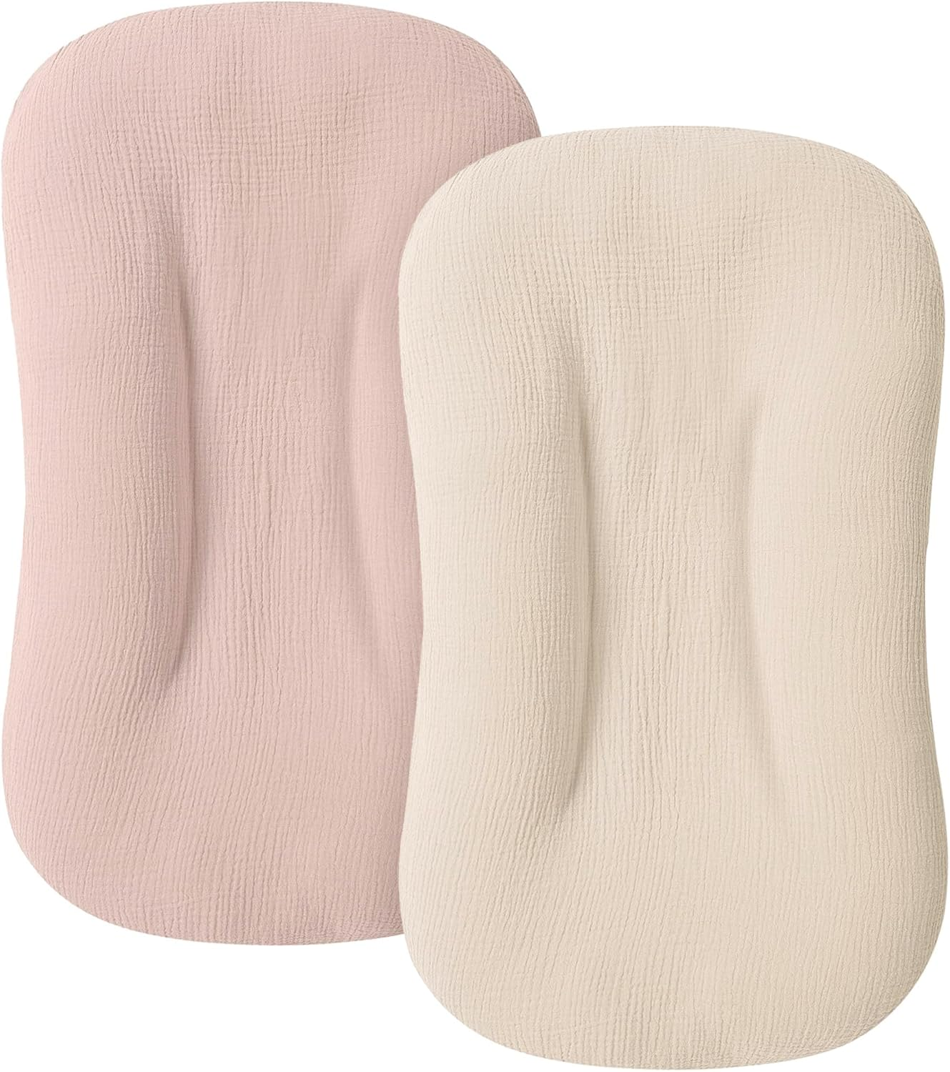 Muslin Baby Lounger Cover for Newborn & Infant, 100% Cotton Soft and Breathable Lounger Slipcover for Baby Girls and Boys, Pack of 2 (Pink) image number 4