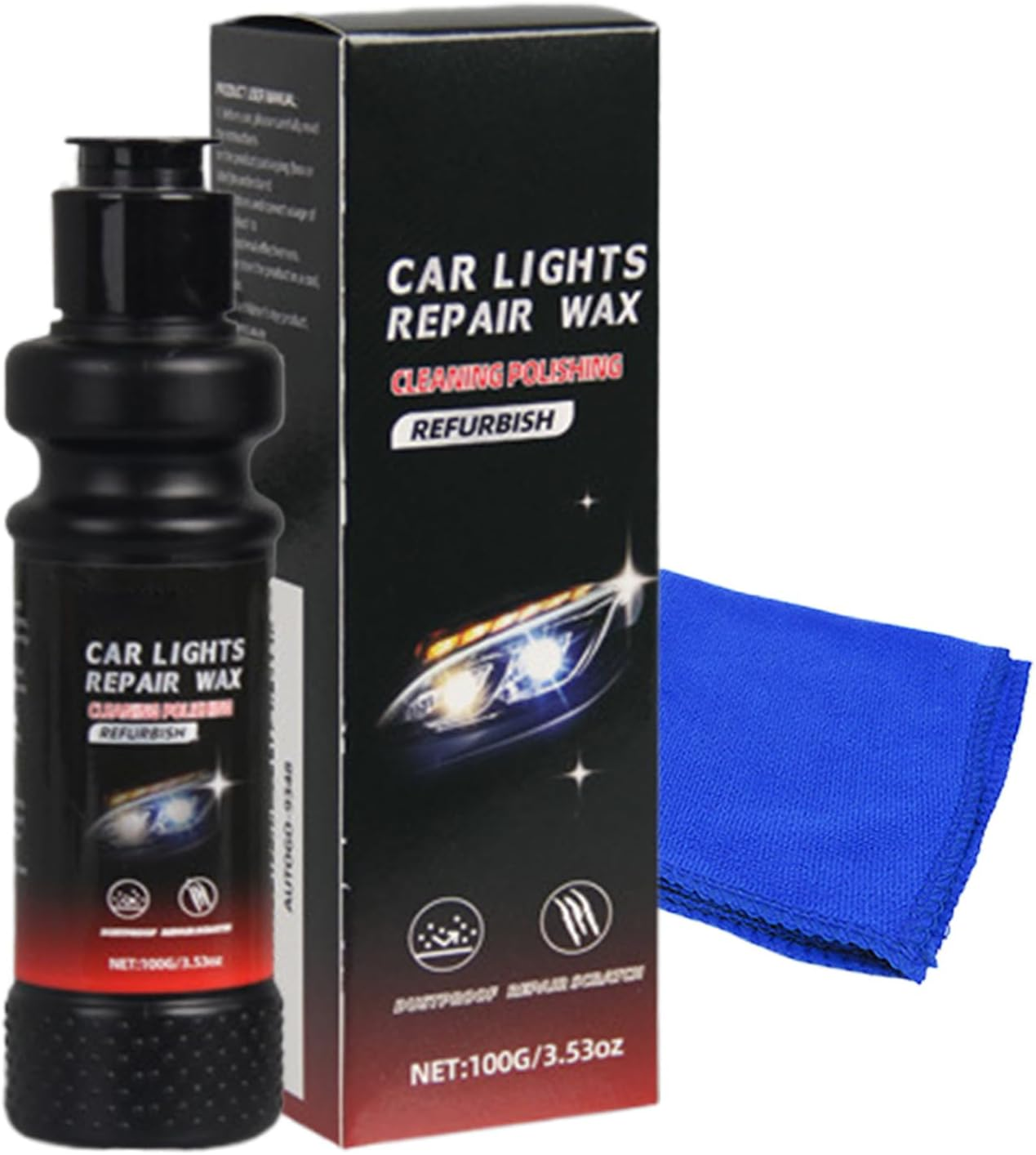 Apujent Car Headlight Restoration Kit | 120Ml Headlight Cleaning Lotion Restore Kit - Automotive Detailing Supplies for Daily Care Maintenance Vehicle Restoration Truck SUV RV image number 2