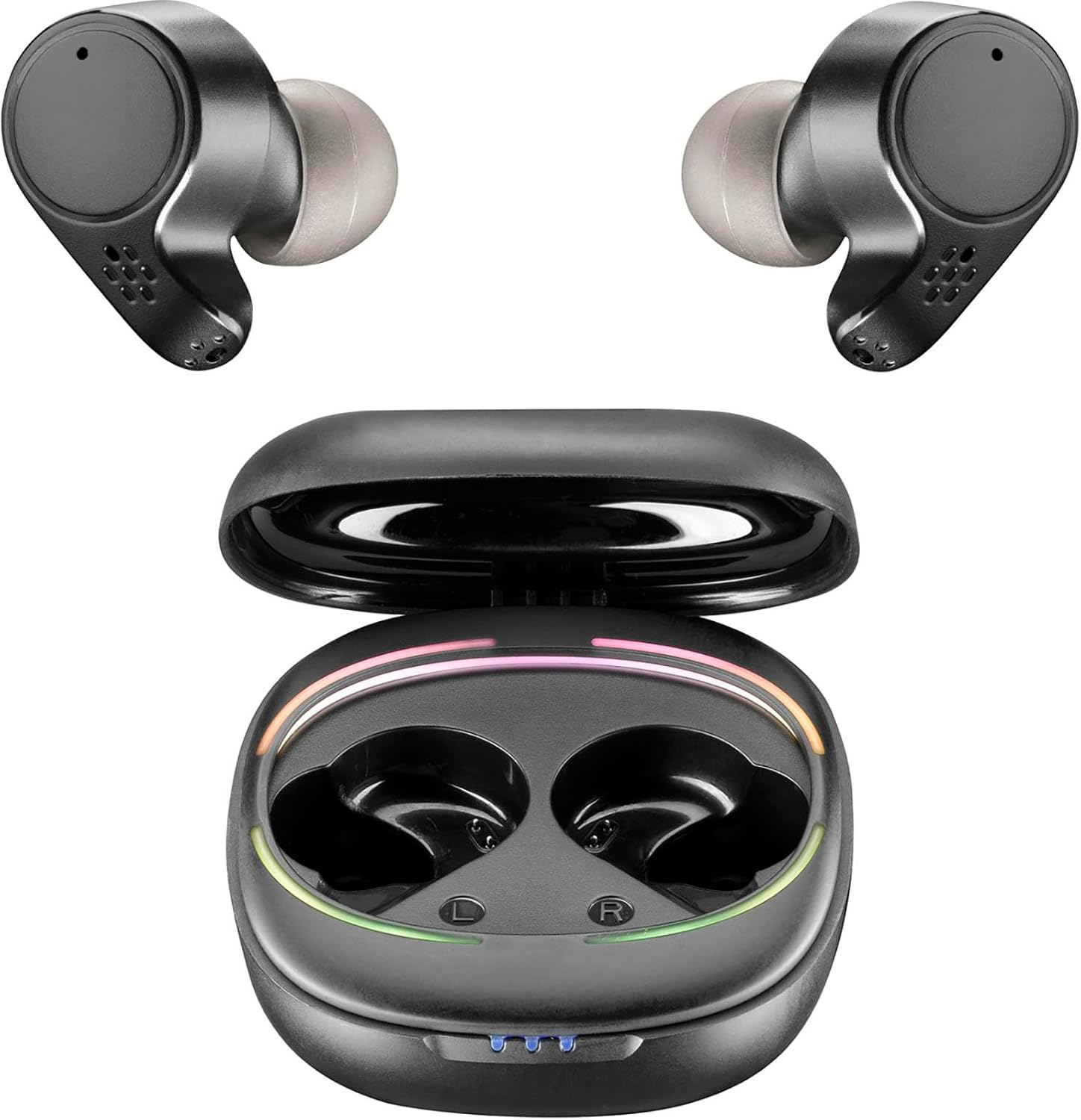 Cellularline Defy Universal Bluetooth 5.0 Hifi Stereo Headphones with Charging Case - Total Time of 25 Hours - Charge 2 Hours - Range 10 Mt - Universal - Black