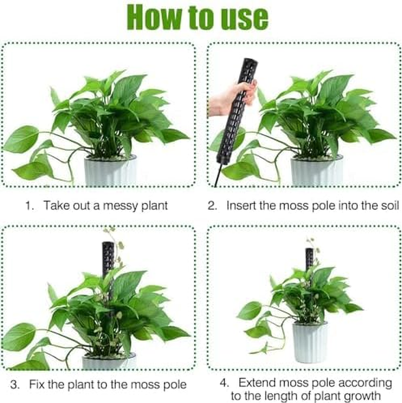 MLUOTALY Plastic Moss Poles for Climbing Plants, Indoor Plants Hollow Plant Pole with Labels and Garden Ties, Stackable Plant Support Stakes for Indoor Plants, Monstera, Vines (4PCS) - 4Pcs image number 3