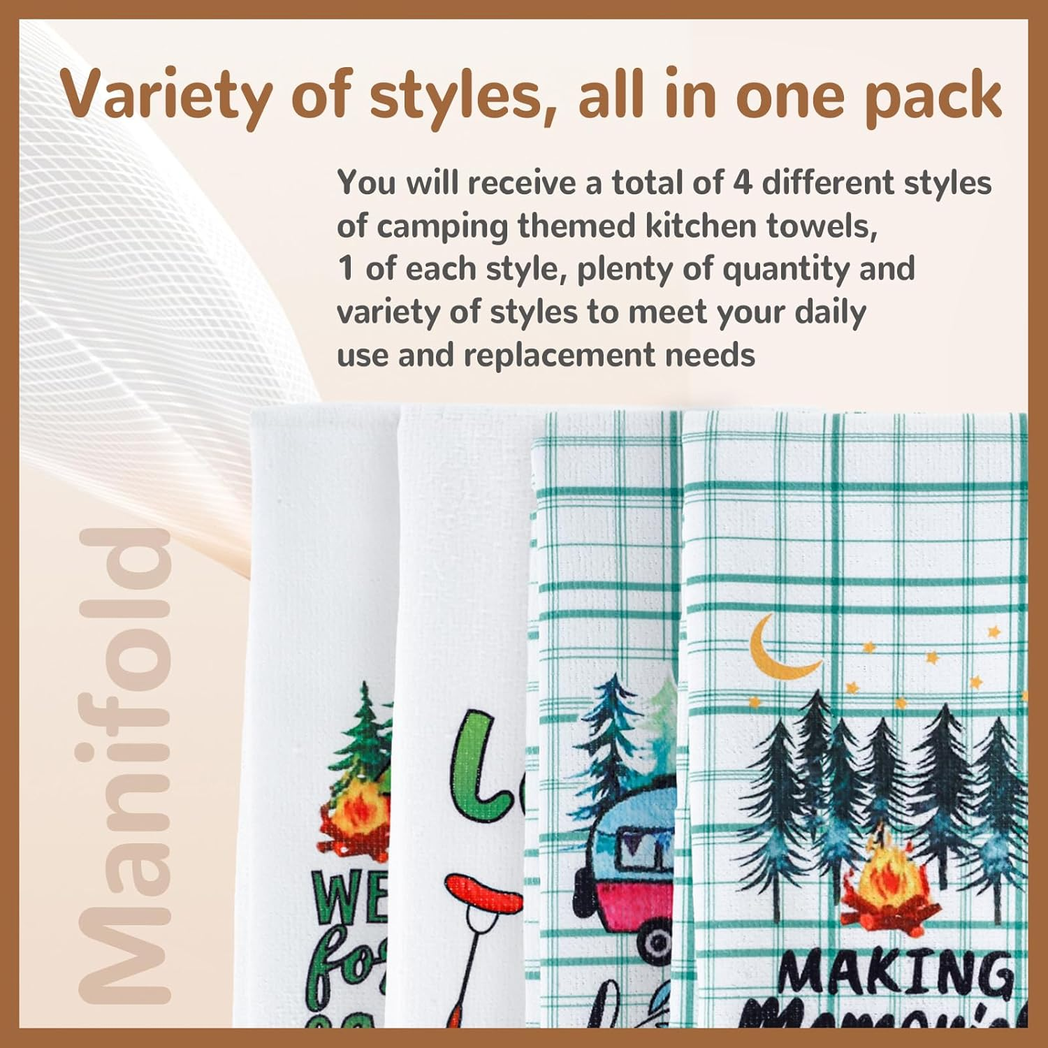 4/6 Pcs Camping Kitchen Towels Microfiber Camper Dish Towels Printed with Funny Sayings Absorbent Dish Towels Novelty Kitchen Hand Towels Decorative Tea Towels for Kitchen Bathroom Home (4Pcs) image number 1