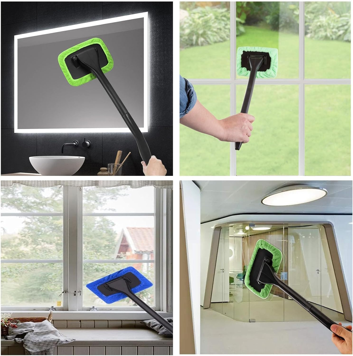 8Pcs Microfiber Car Window Cleaner Pads with 2 Handles,Car Windshield Cleaning Tool,Microfiber Car Window Cleaning Tool,Car Care Microfiber Cloths for Windshield Cleaner,Car Windshield Cleaning Tool image number 6