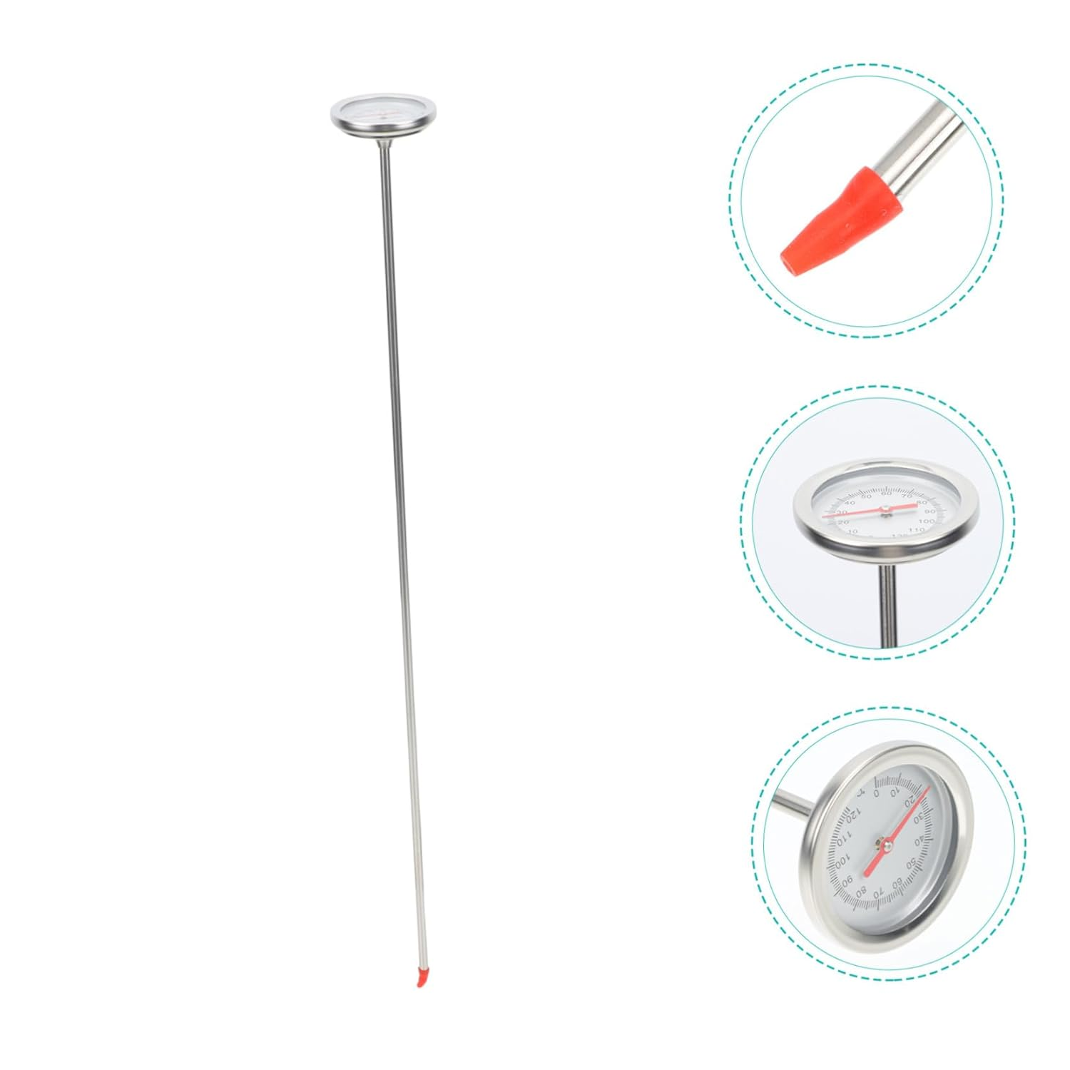 DECHOUS Precise Stainless Steel Soil Thermometer with Extended Probe for Compost and Gardening Physical Sensor Range C- C Professional Temperature Detector for Plant Growth image number 4