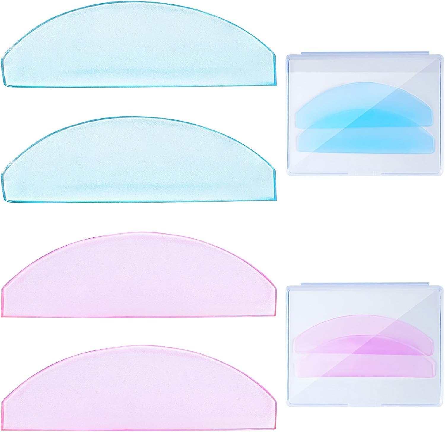 Self-Adhesive Eyelash Lifting Pads, Lash Lifting Pads, for Softening Eyelashes, Ideal for Salon and Home Use, 2 Pairs (1 Pink + 1 Blue)