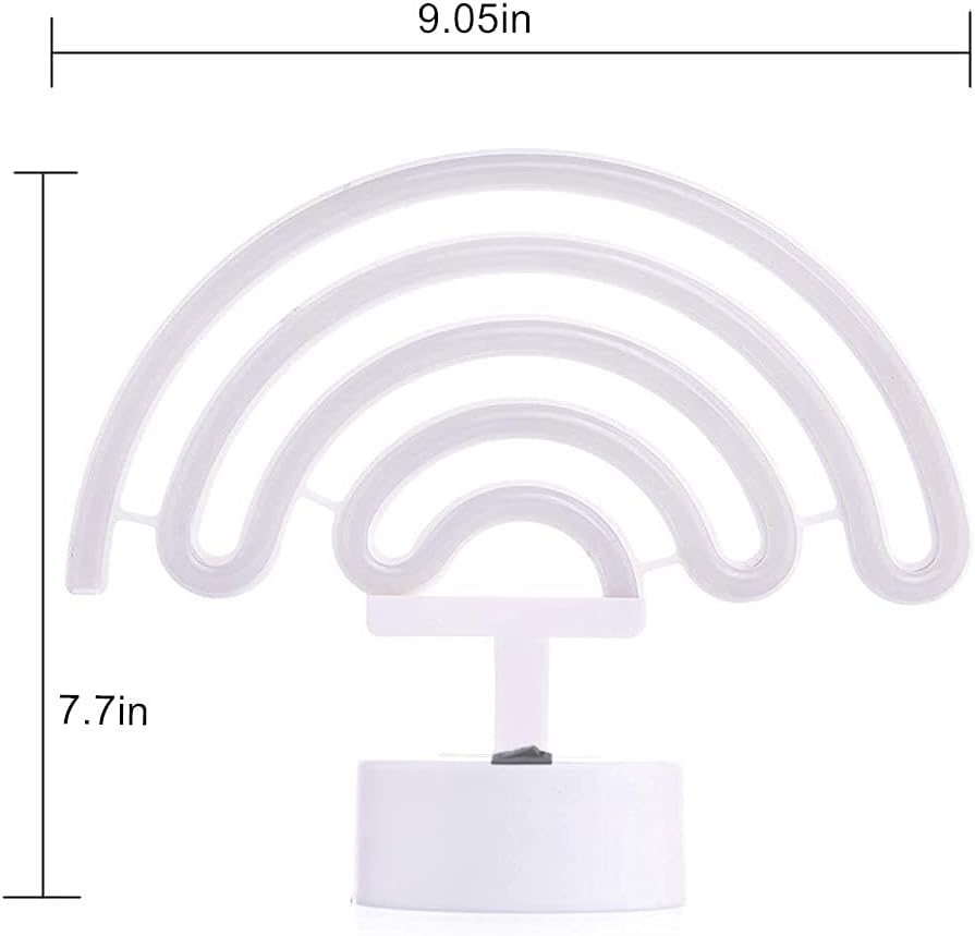 Neon Signs Rainbow Indoor Night Light, Lovenite Battery/Usb Operated Glowing Neon Decorative Sign LED Light for Room Party Festival Decorations (Multi-Colored, Rainbow)