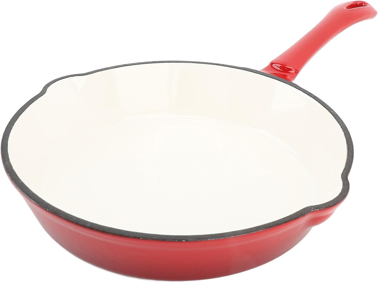 Enameled Cast Iron round Skillet, Nonstick Enameled Frying Pan with Long Handle, Frying Egg Omeltte Pan Skillet Grill Cookware for Camping Cooking Grilling (25Cm)