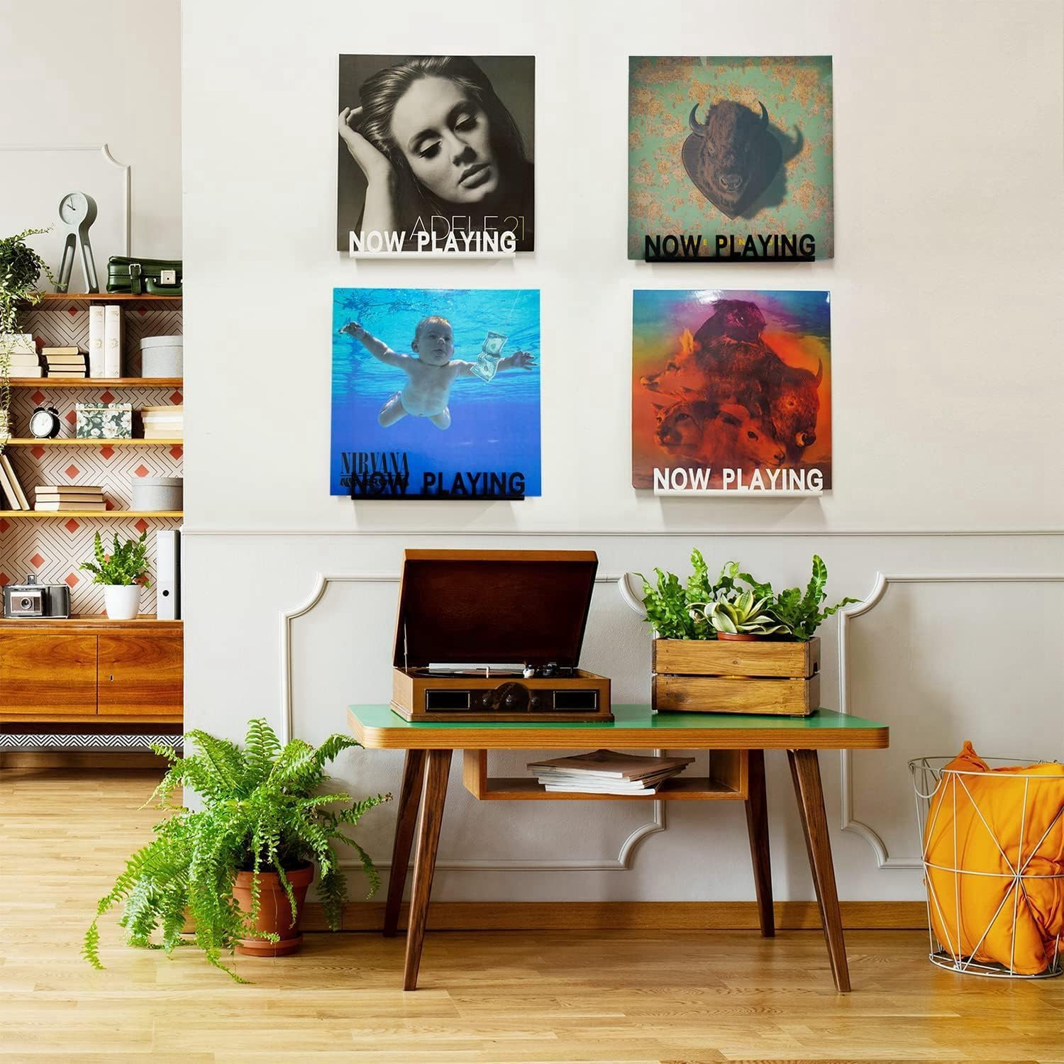 Shusmda Wall Mount CD Record Display Stand Now Playing Acrylic Vinyl Record Shelf for Home Decoration Black Easy to Use image number 3