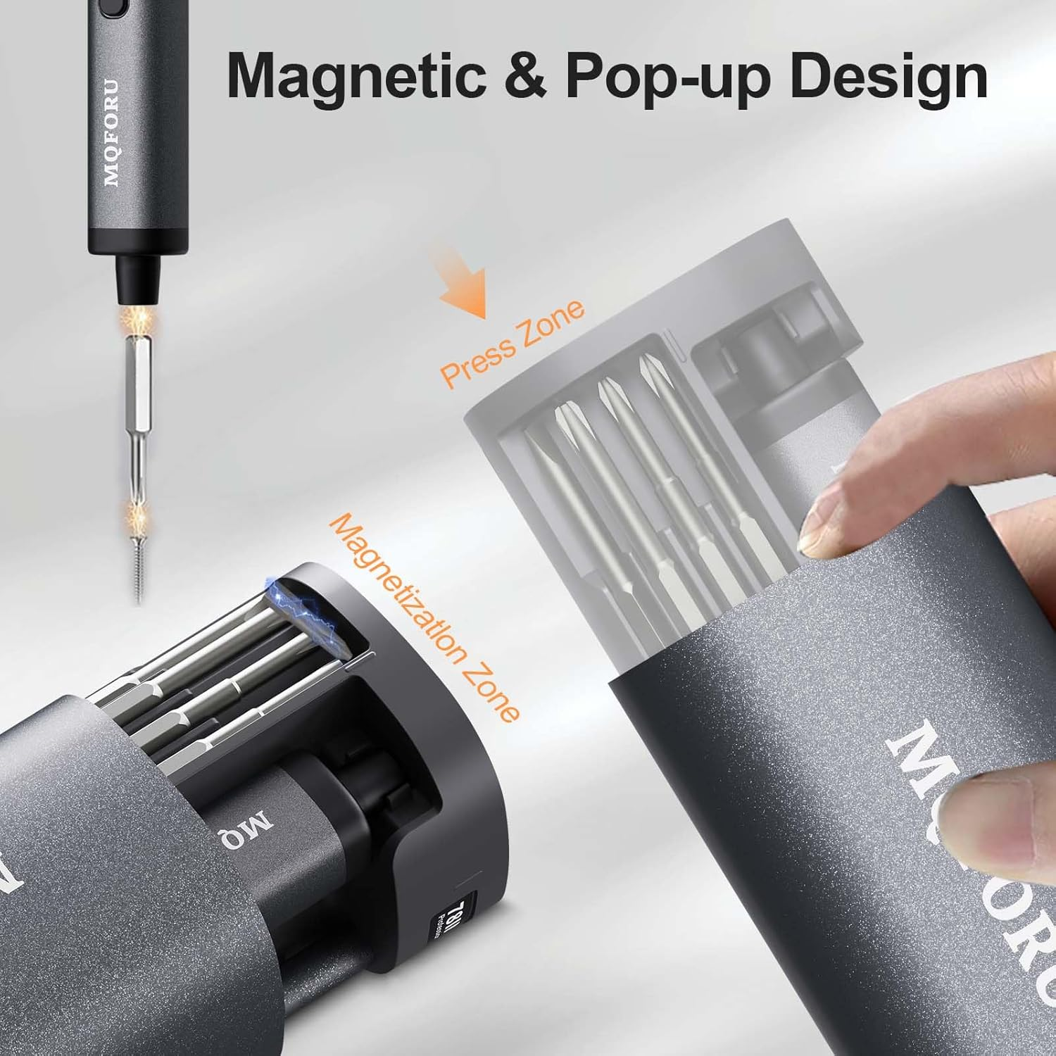 MQFORU Mini Electric Screwdriver Set, 78 in 1 Precision Electric Screwdriver with 72 Magnetic Bits, 5 Torque Settings, 4 LED Lights, for Precision Work Phone Watch Camera image number 1