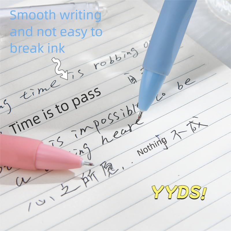 Gel Pen, 5 Pieces of 0.5 Mm Black Ink Pen, Fine Tip Smooth Writing High-End Series, Suitable for Diary and Note-Taking Cute Office School Gift, Unisex (Moriandi) image number 4