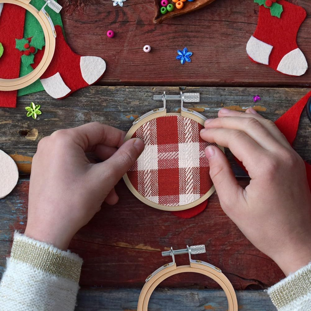 Elqater 48 PCS Embroidery Hoop Mini Embroidery Hoop Wood Color 3Inch for DIY Craft Needlework, Sewing and Crafts 8Cm