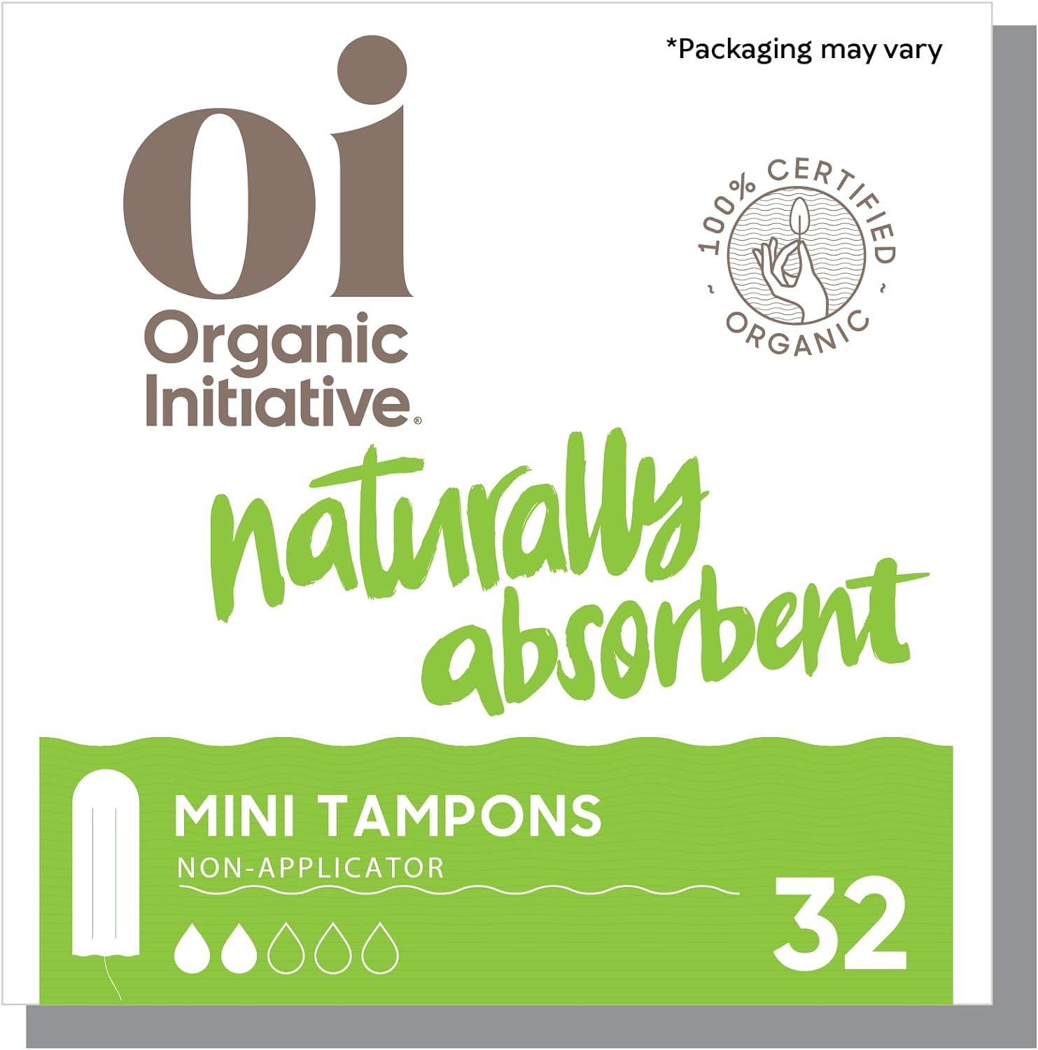 Oi | Organic Initiative - 100% Certified Organic Cotton Non-Applicator Tampons | Unscented, Natural, Non-Toxic, Applicator Free | Mini Absorbency, 32 Tampons image number 4