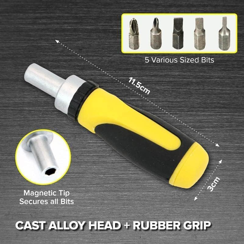 Ratchet Screwdriver & Bits Set Magnetic Tip Internal Storage image number 3