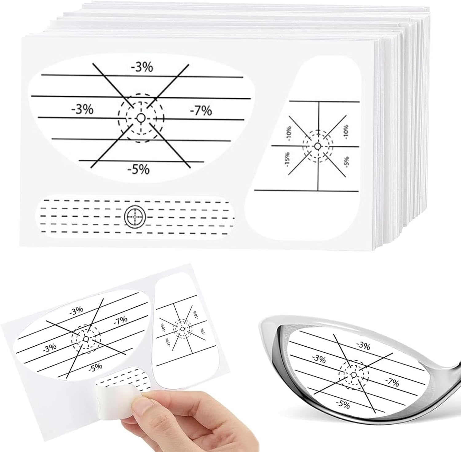 180Pcs Golf Impact Tape Stickers, Golf Alignment Sticks Labels for Swing Training to Improve Hitting Accuracy, Golf Accessories, Suitable for All Golf Clubs