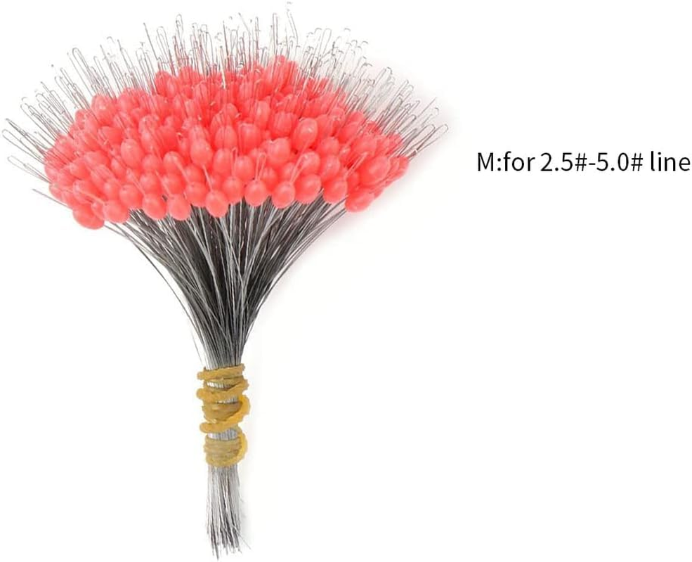300Pcs Float Rubber Stopper Fishing Rubber Bobber Beads Stopper Bean Fish Line Accessories for 2.5-5.0 Line Red image number 6
