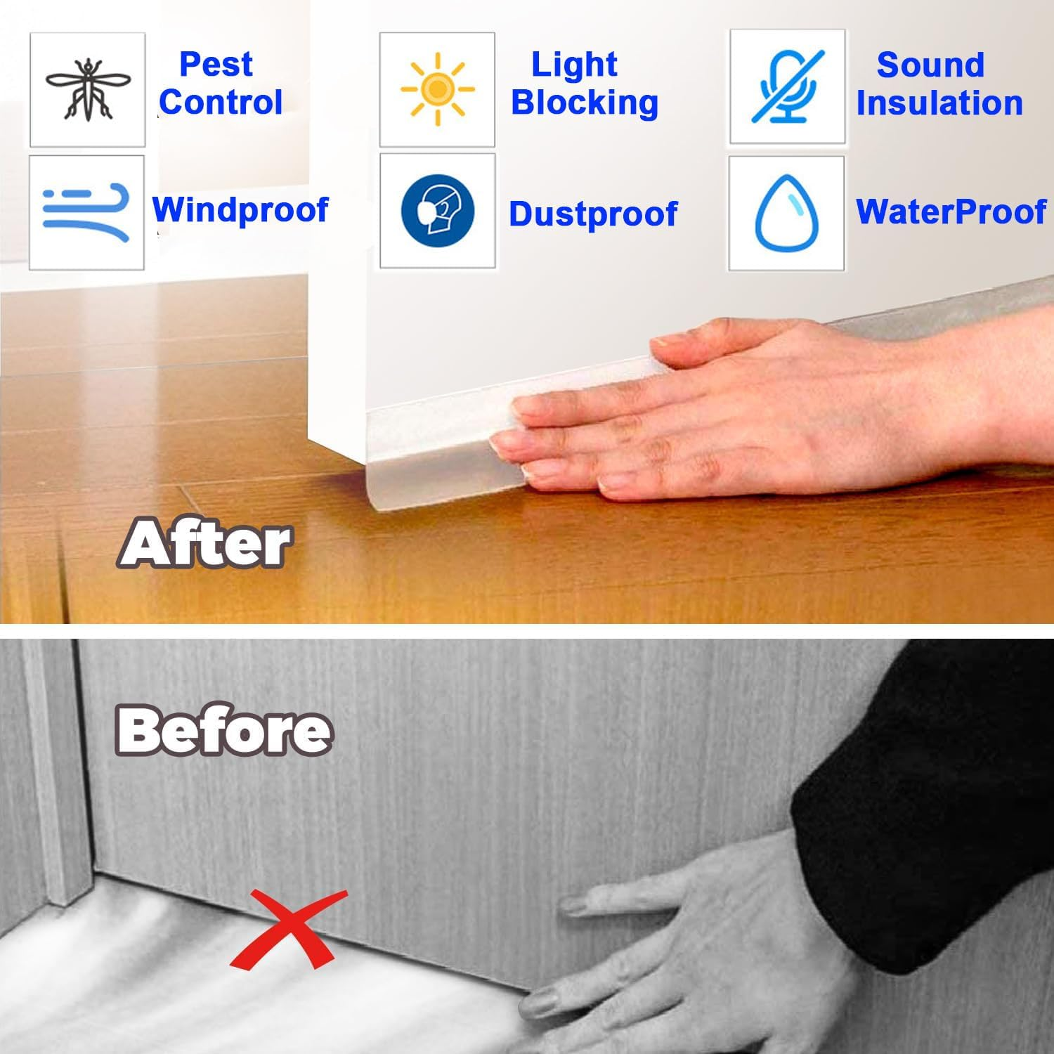 35Mm Weather Stripping for Door Frame, 16.4 Feet Silicone Seal Strip for Doors, Windows, Shower, Glass Gaps image number 2