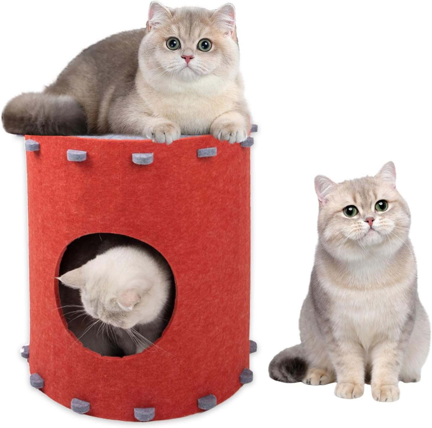 Cola Felt Cat Cave, 2 Levels, Felt Cat House, Cat Bed, Cat Cave for Cats, 42 X 41 X 41 Cm, Cat House for Rental, Cats for Sleeping, Hiding and Romping image number 6