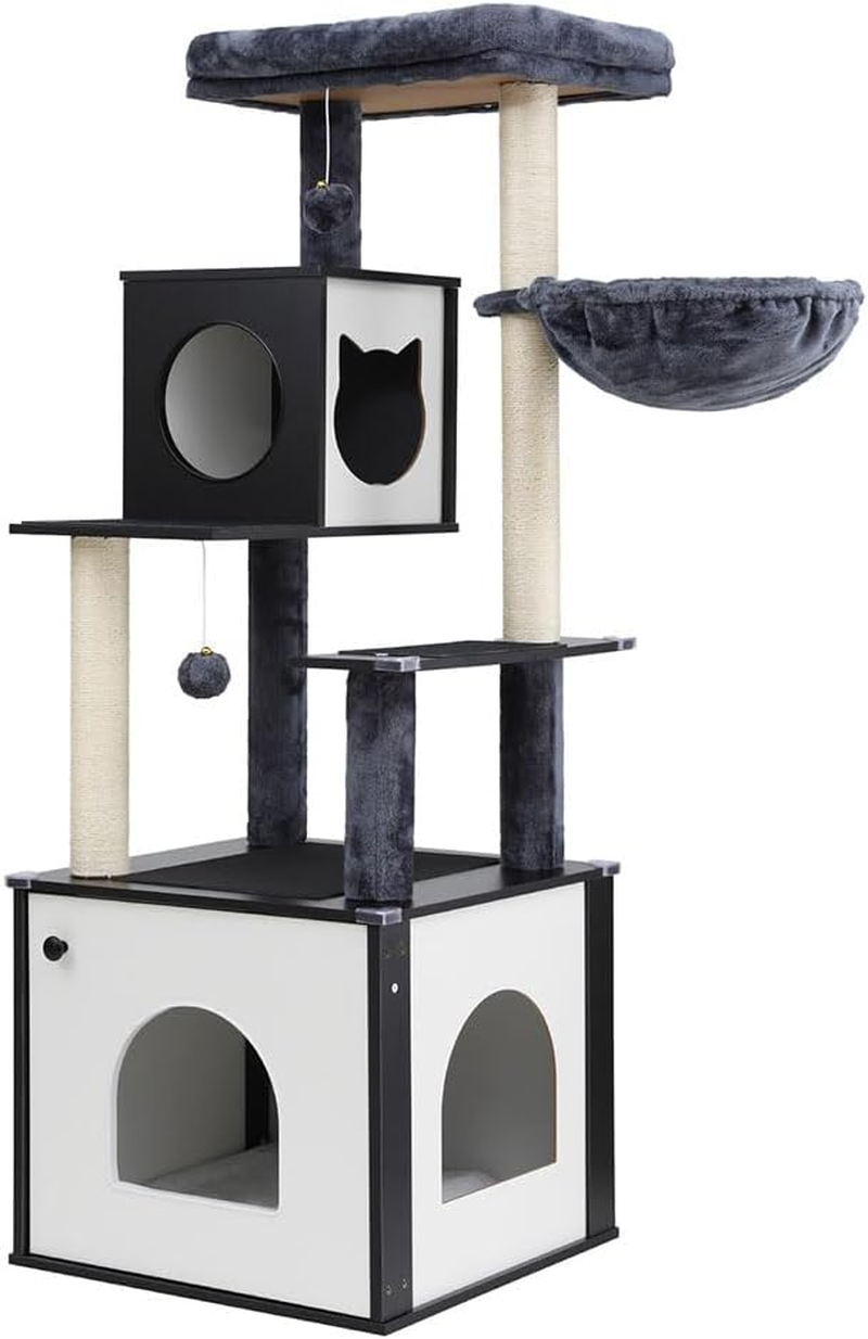 I.Pet Cat Tree Tower Scratching Post Scratcher 144Cm Wood Bed Condo House image number 3