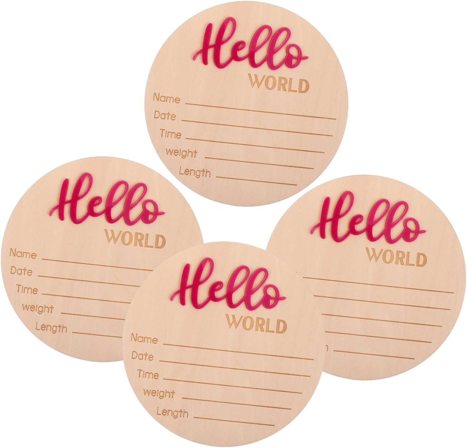 HANABASS Wooden Birth Sign Card Newborn Announcement Prop Wooden Circles Discs for Boy Girl Arrival Photo Props