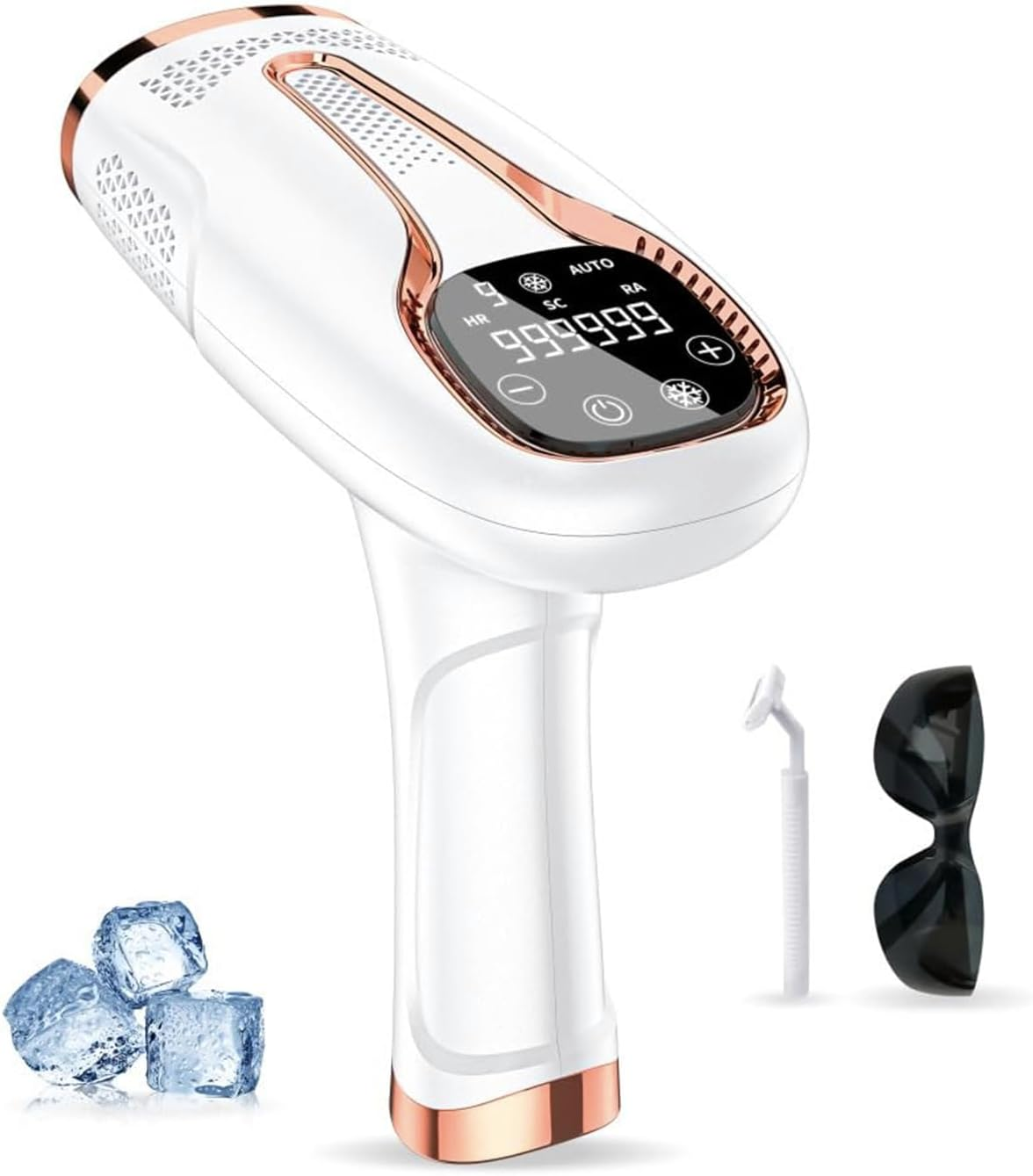 IPL Laser Hair Removal Device Ice Cooling Care at Home for Women & Men-2 Modes Permanent Hair Remover for Facial, Legs, Arms, Bikini Line & Full Body | Includes Razor & Protective Glasses (White Ice Cooling with 9 Level) image number 1