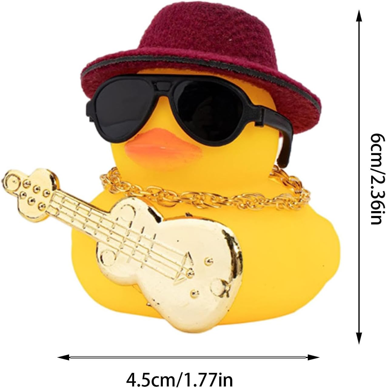 Car Ducks for Dashboard | Soft Rubber Car Duck Dashboard Decoration with Squeak | Mini Duck Car Ornament with Musical Instrument Necklace Sunglasses Hat Zorq image number 6