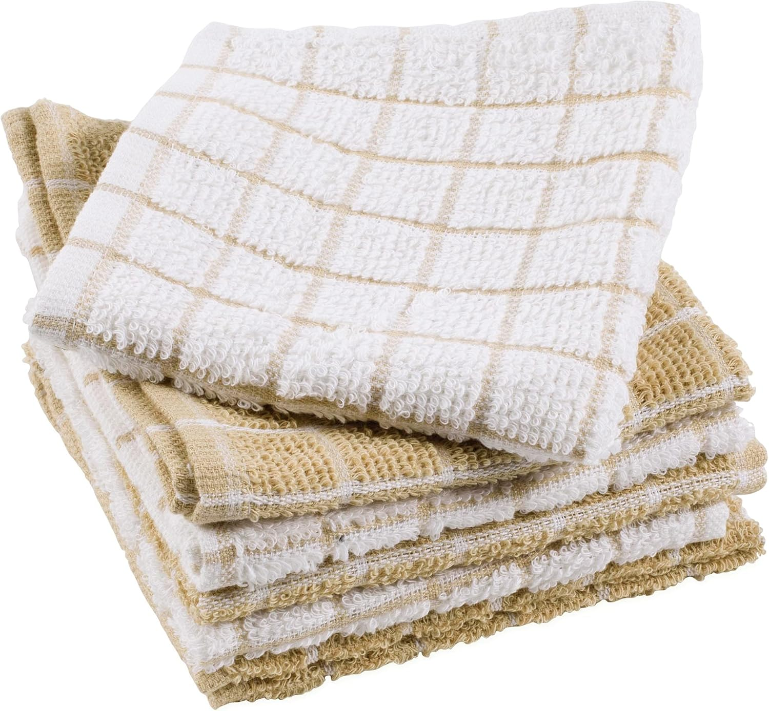 DII 100% Cotton, Machine Washable, Ultra Absorbant, Basic Everyday 12 X 12 Terry Kitchen Dish Cloths, Windowpane Design, Set of 6- Pebble - Eggplant image number 4