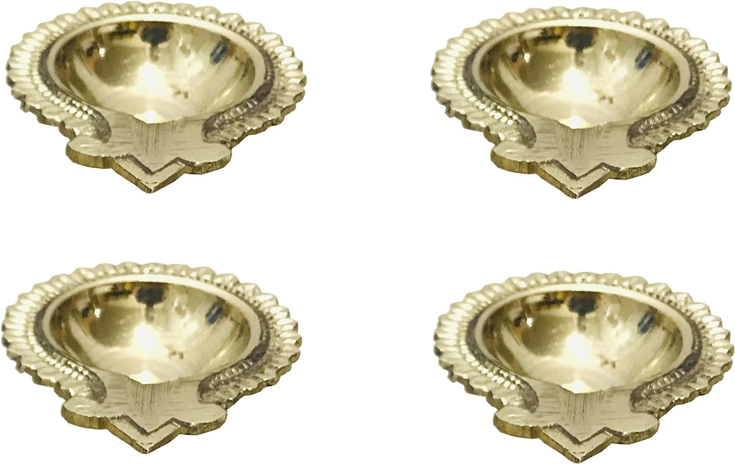 Brass Diya Dhibla Golden Diya Pooja Dia Brass Diwali Puja Diwali Diya/Deepawali Deepak Oil Lamps/Christmas Decoration Engraved Unique Design Gift Items Pack of 6 with Phouch image number 1