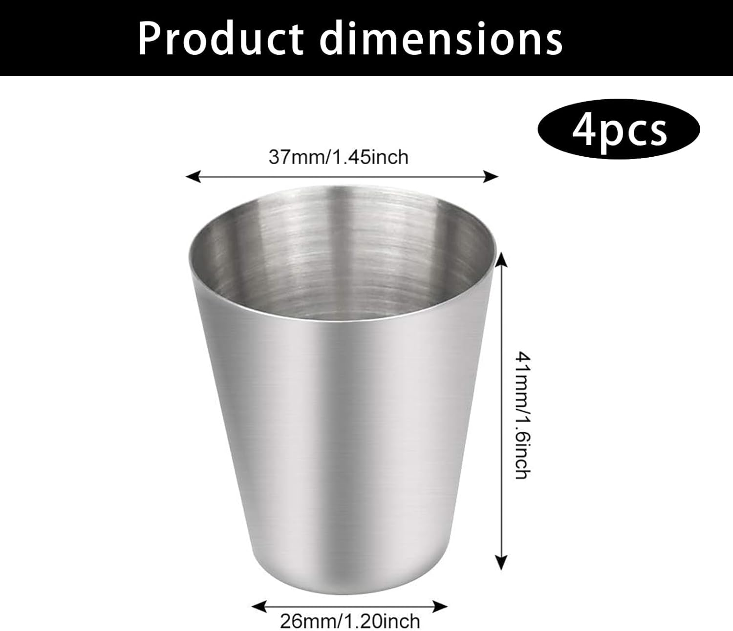 Pack of 4 Stainless Steel Cups, 30 Ml Shot Glasses Made of Metal, Portable Metal Cup with Leather Bag, for Outdoor Camping, Hiking, Picnic, Holiday (30 Ml) image number 1