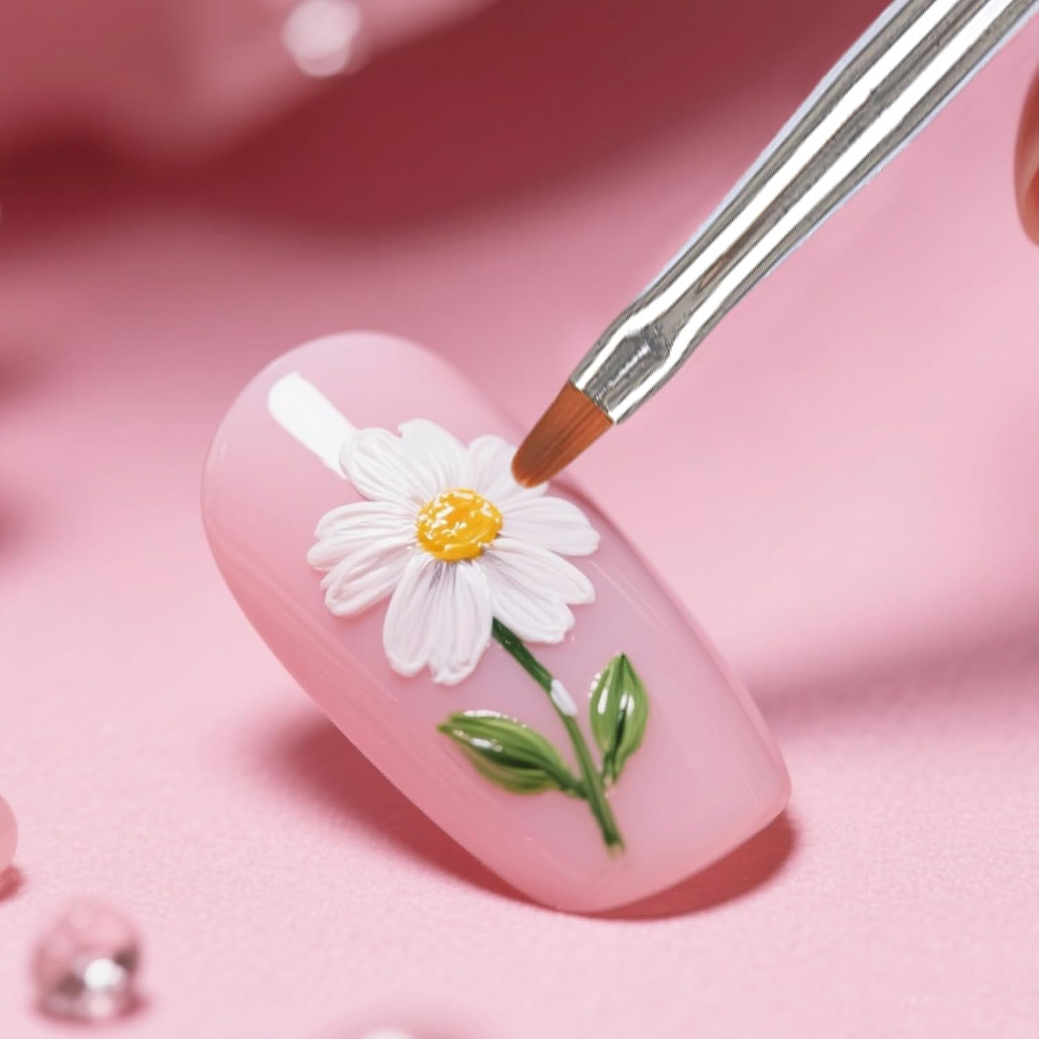 2Pcs Nail Design Brushes, Professional Versatile Nail Drawing Pens Acrylic Paint Brushes Tools for Painting Flowers Leaves Petals Fine Line and Intricate Art Designs