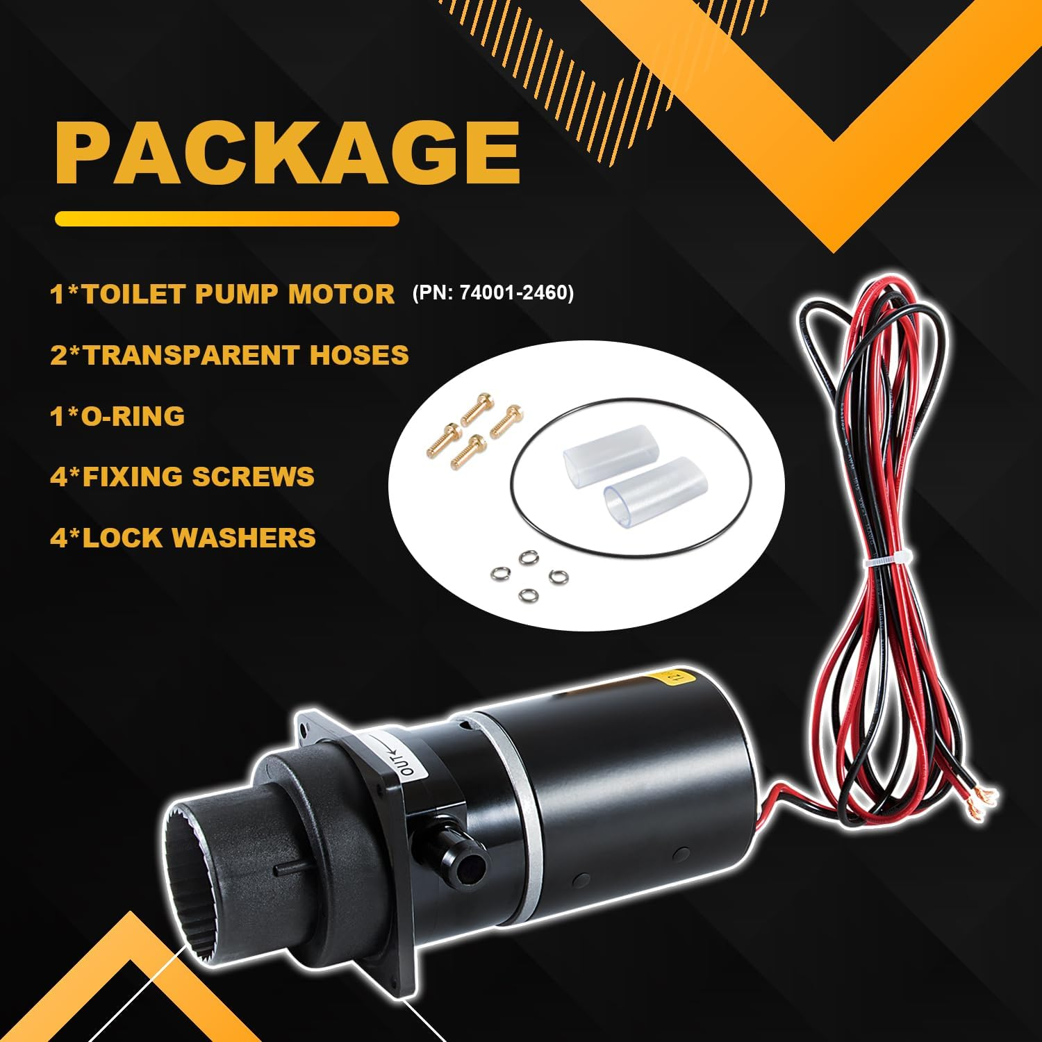 Replace for 37041-0010 Marine Toilet Macerator Sub Assembly Kit, Marine Toilet Replacement Motor Pump Set 12-Volt Fit for Models 37010-0000, 37010-1000, 37010-0090 and 37010-1090 image number 1