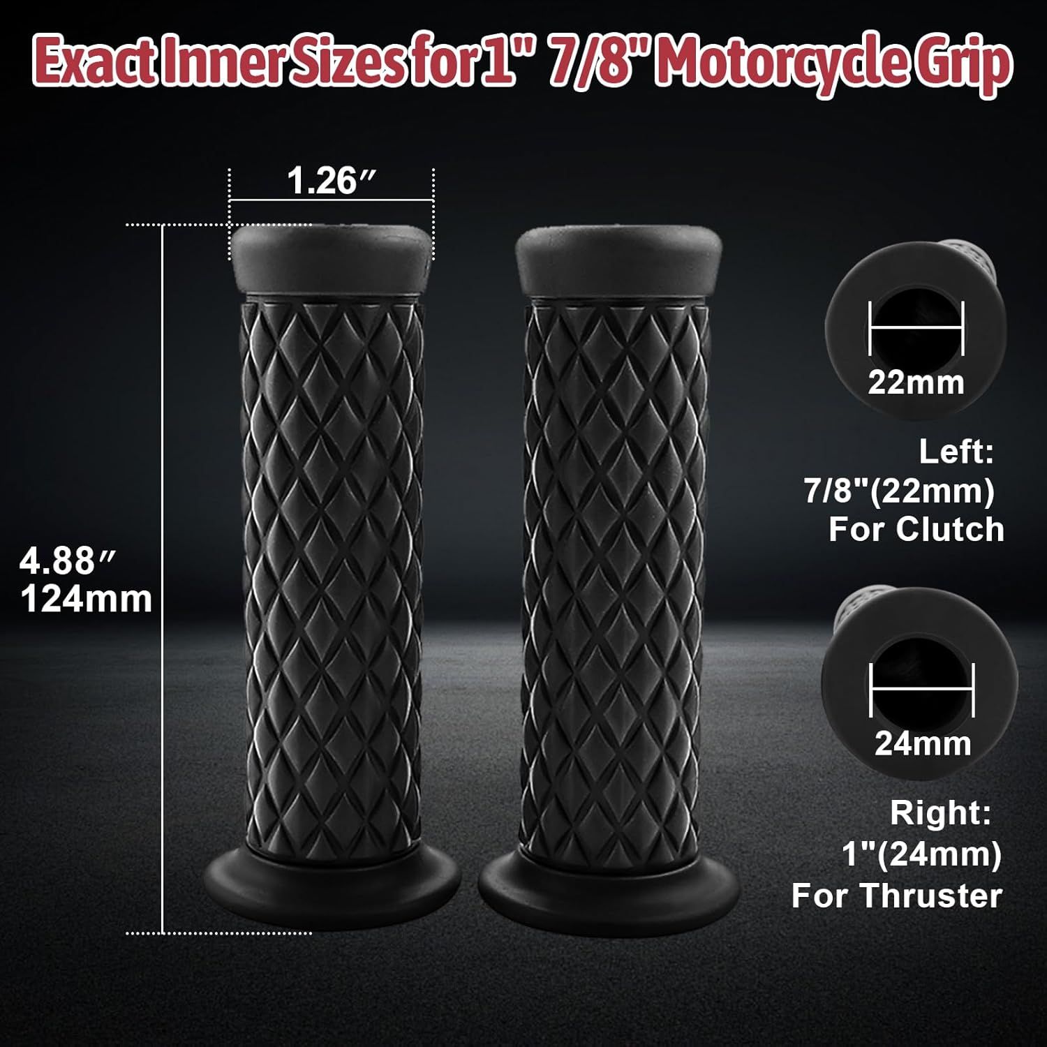 Motorcycle Retro Comfortable Hand Handlebar 7/8" 22Mm 1" 24Mm Non Slip Rubber Handle Grips for Kawasaki Honda Yamaha image number 3