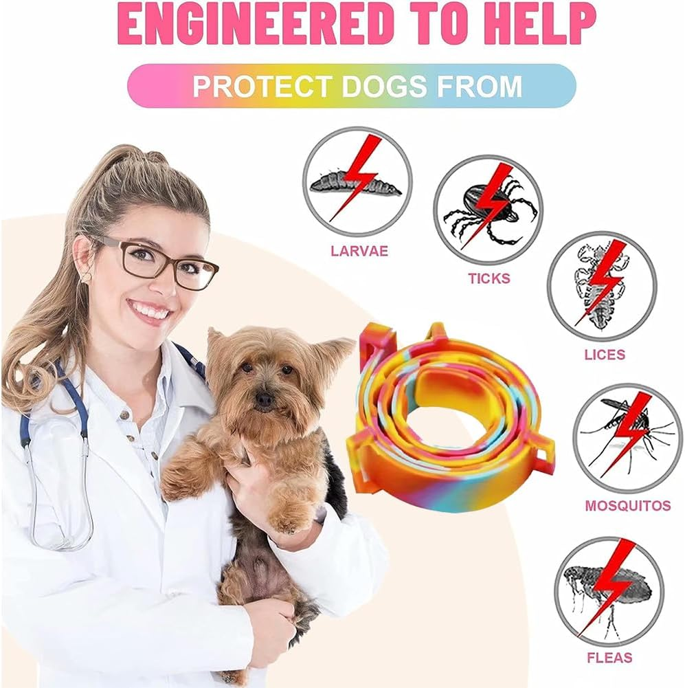 Flea Protection Collar for Dogs, Tick Protection for Dogs, Tick Collar for Cats, Flea Collar for Cats, Tick Collar, Flea Collar against Ticks, Fleas, Waterproof and Adjustable, with Comb image number 2