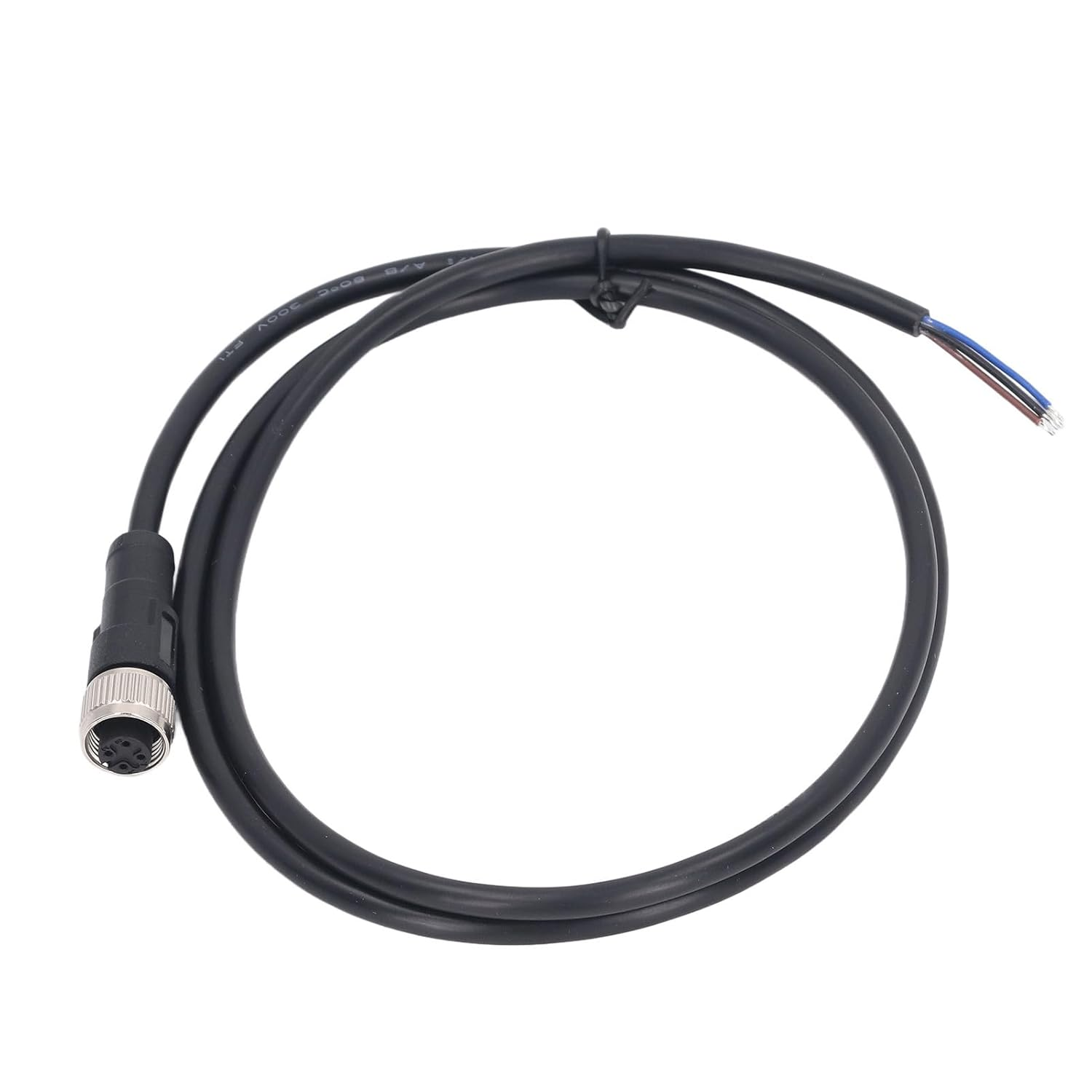 Hyuduo M12 Female Connector Cable, 4-Pin Aviation Electrical Cable, 1M Length, IP67 Waterproof, PVC Fireproof, 22 AWG, Industrial Sensor Wire