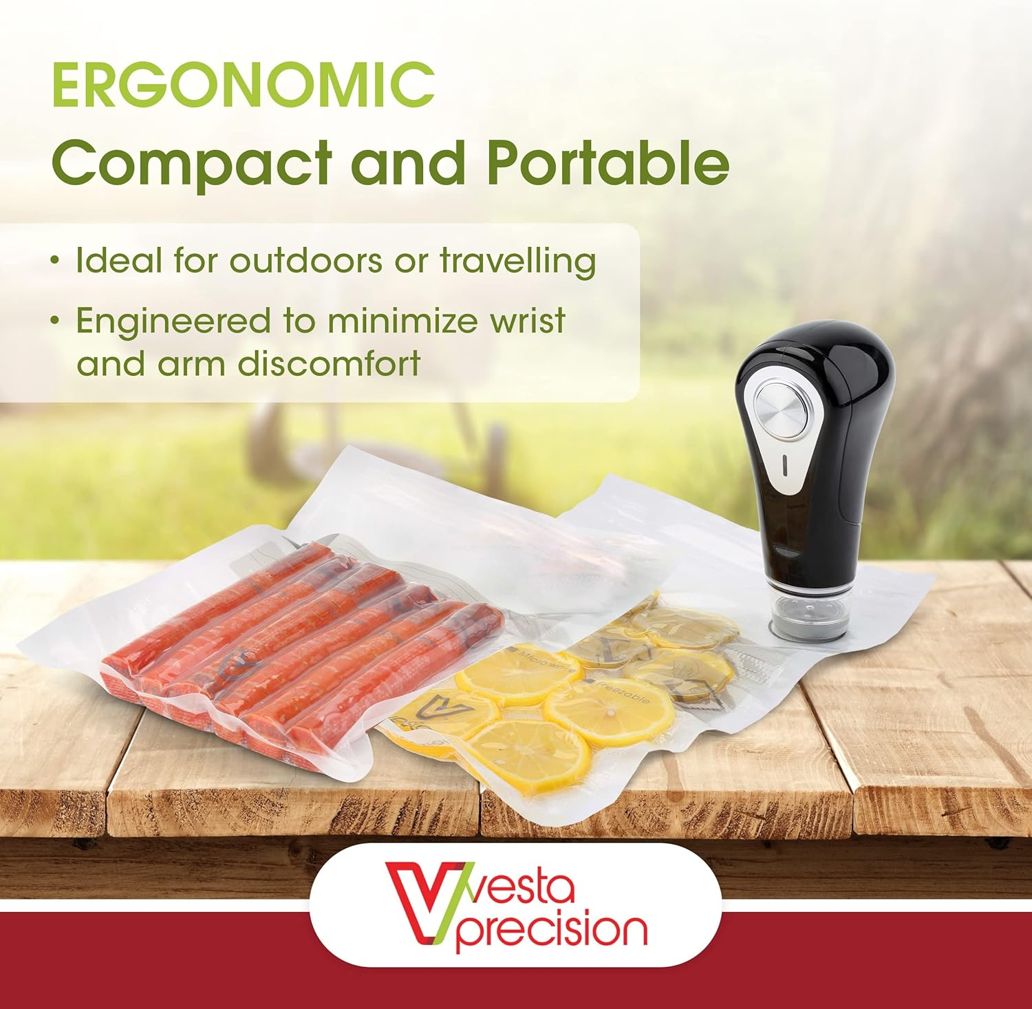 Vacuum Sealer by Vesta Precision - Handheld Vac 'N Seal | Extends Food Freshness | Fast and Powerful Vacuum | Compact Design | Long Battery Life | Works with Vacuum Bags, Bottles and Canisters
