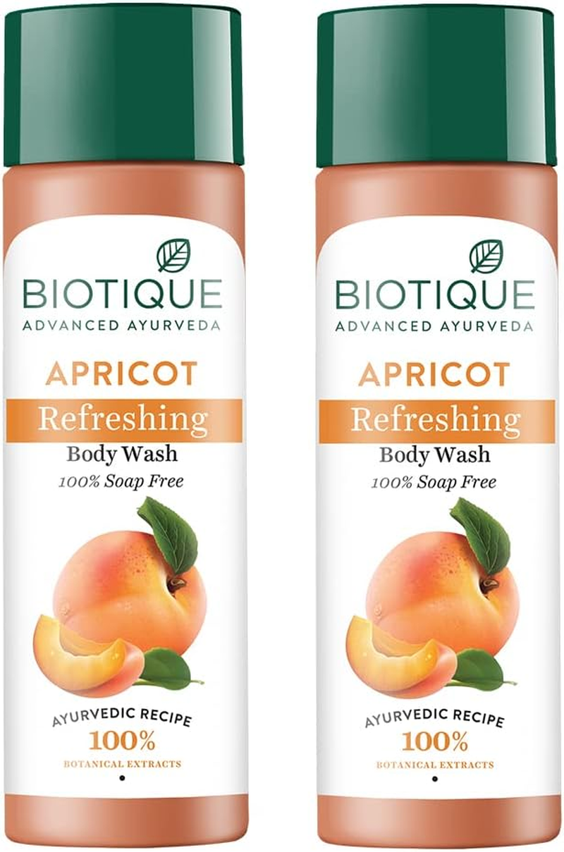Biotique Bio Apricot Refreshing Body Wash | Keeps Skin Fresh and Clean | Brightens Skin and Reducing Dark Spots | 100% Botanical Extracts | Suitable for All Skin Types | (Pack of 2)