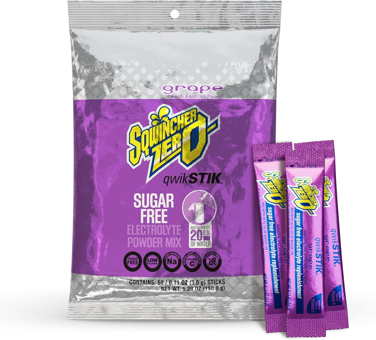 Sqwincher Qwik Stiks, Grape (Packs of 50) image number 1