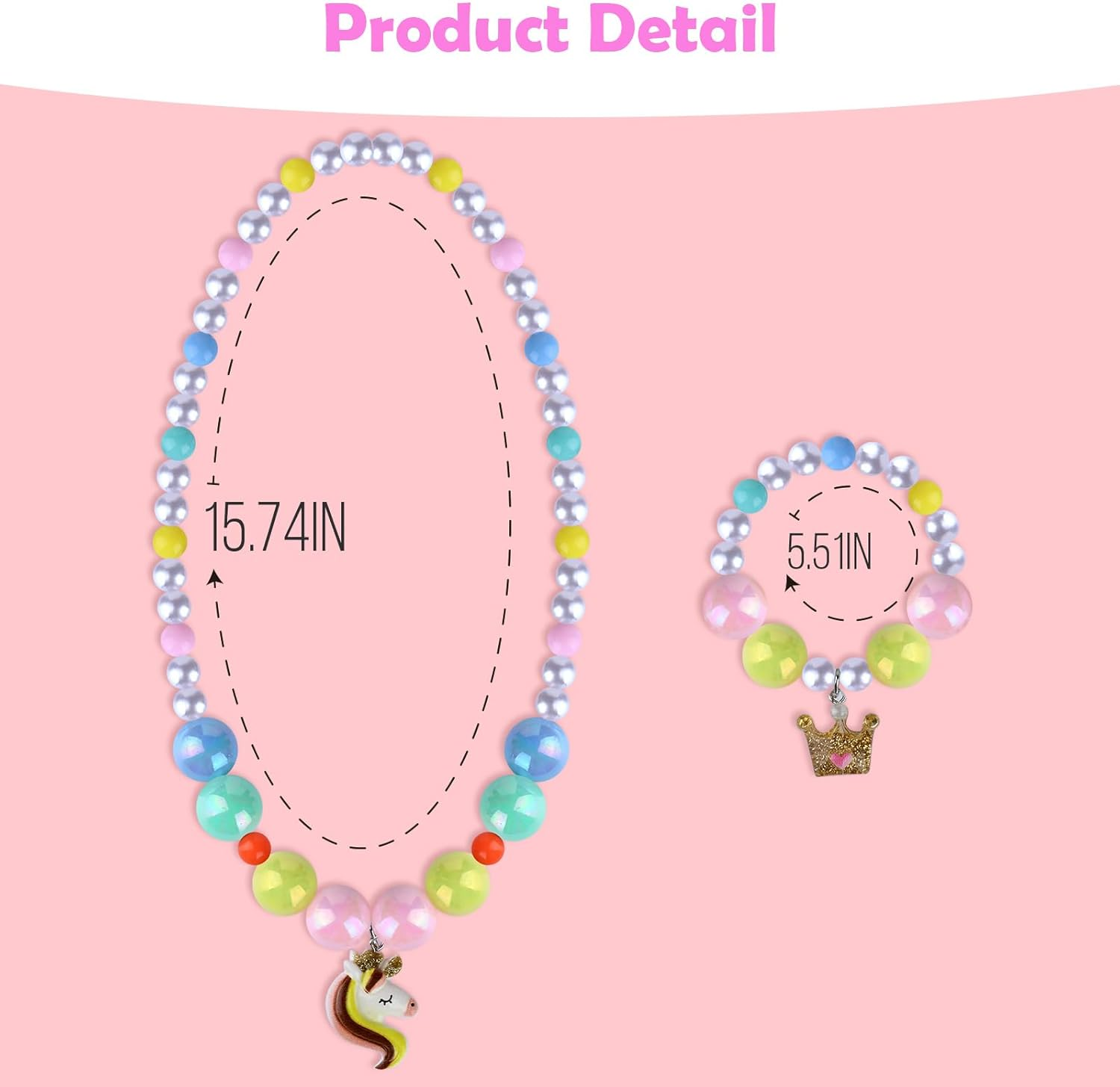 Niceup Kids Jewelry for Little Girls, Mermaid Unicorn Koala Kids Play Beaded Stretch Necklaces and Bracelets, Jewelry Gifts for Girl Toddler Princess Dress up Birthday Party Favors Party Bag Filler image number 6