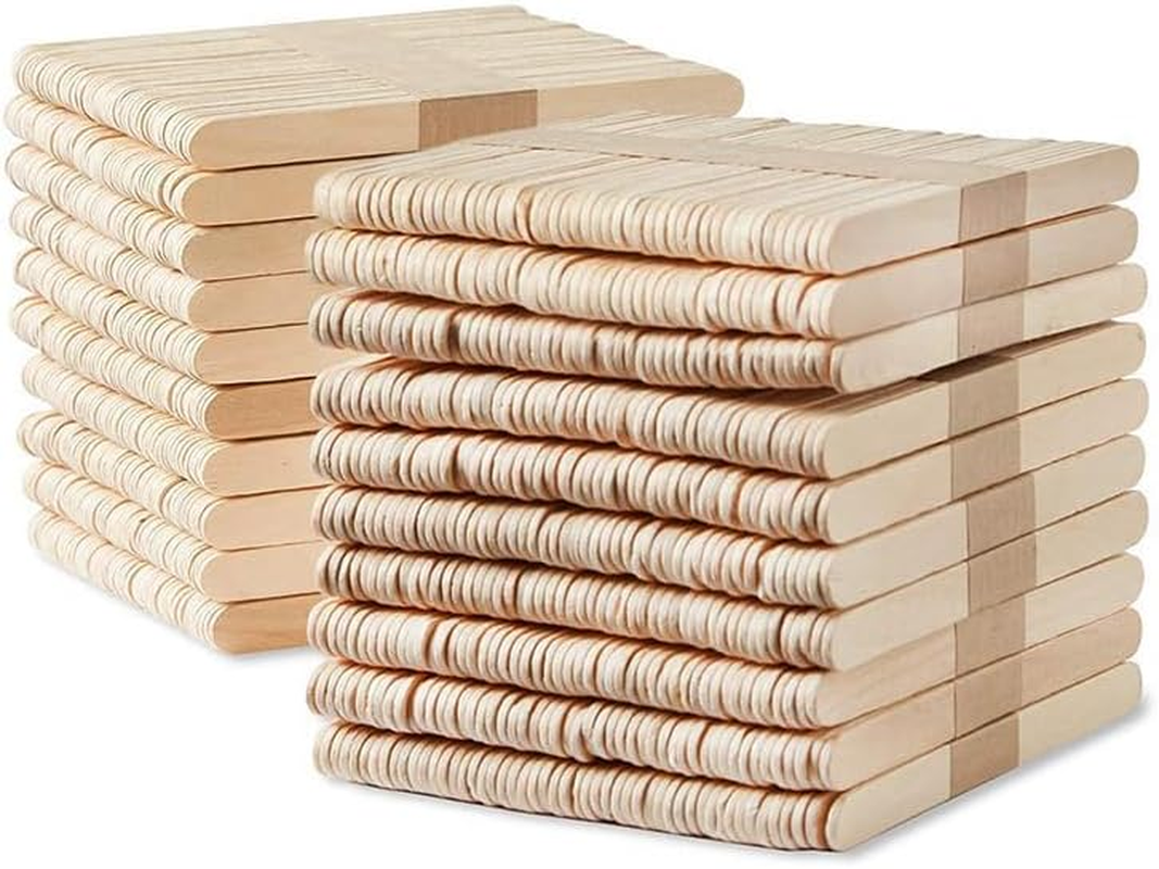 1000-Pack Natural Wooden Craft Sticks, Paddle Pop Sticks for DIY Projects, Ice Cream, and Coffee Stirring, 4.49 X 0.39 X 0.08 In