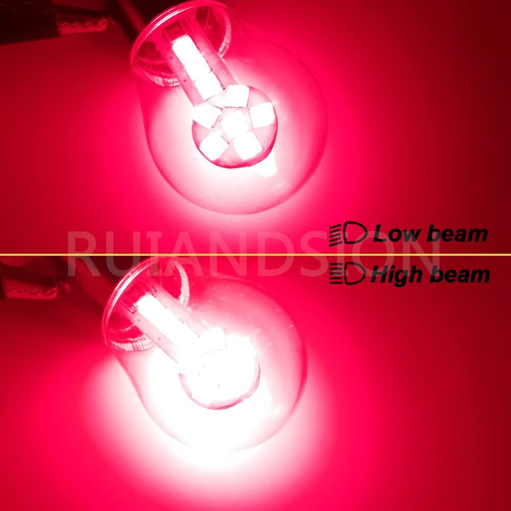 Ruiandsion 2Pcs 1157 BAY15D LED Bulb Red 2057 7508 12V Replacement for Car Brake Rear Stop Tail Lights,Non-Polarity image number 2