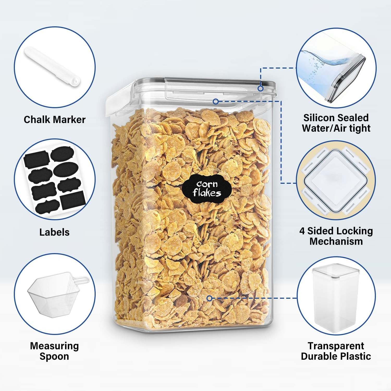 Stelive 2-Piece Extra Large Food Storage Containers (6.5L/Each) Airtight Pantry Storage Containers Organiser Dry Food Canisters Plastic Leak-Proof Canisters for Home & Kitchen with Labels & Pen image number 6